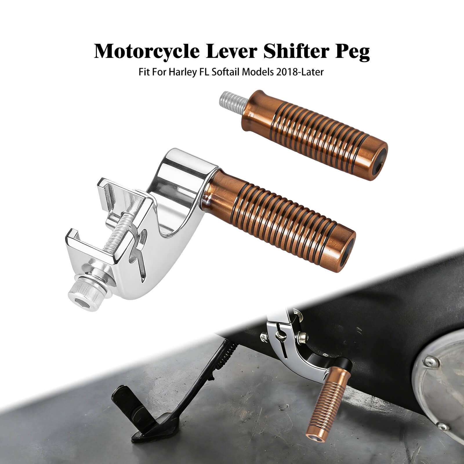 GE002003_Mactions_Heavy-Duty Custom Shift Lever Shifter Peg for Harley Softail FL 2018+ Chrome-Bronze