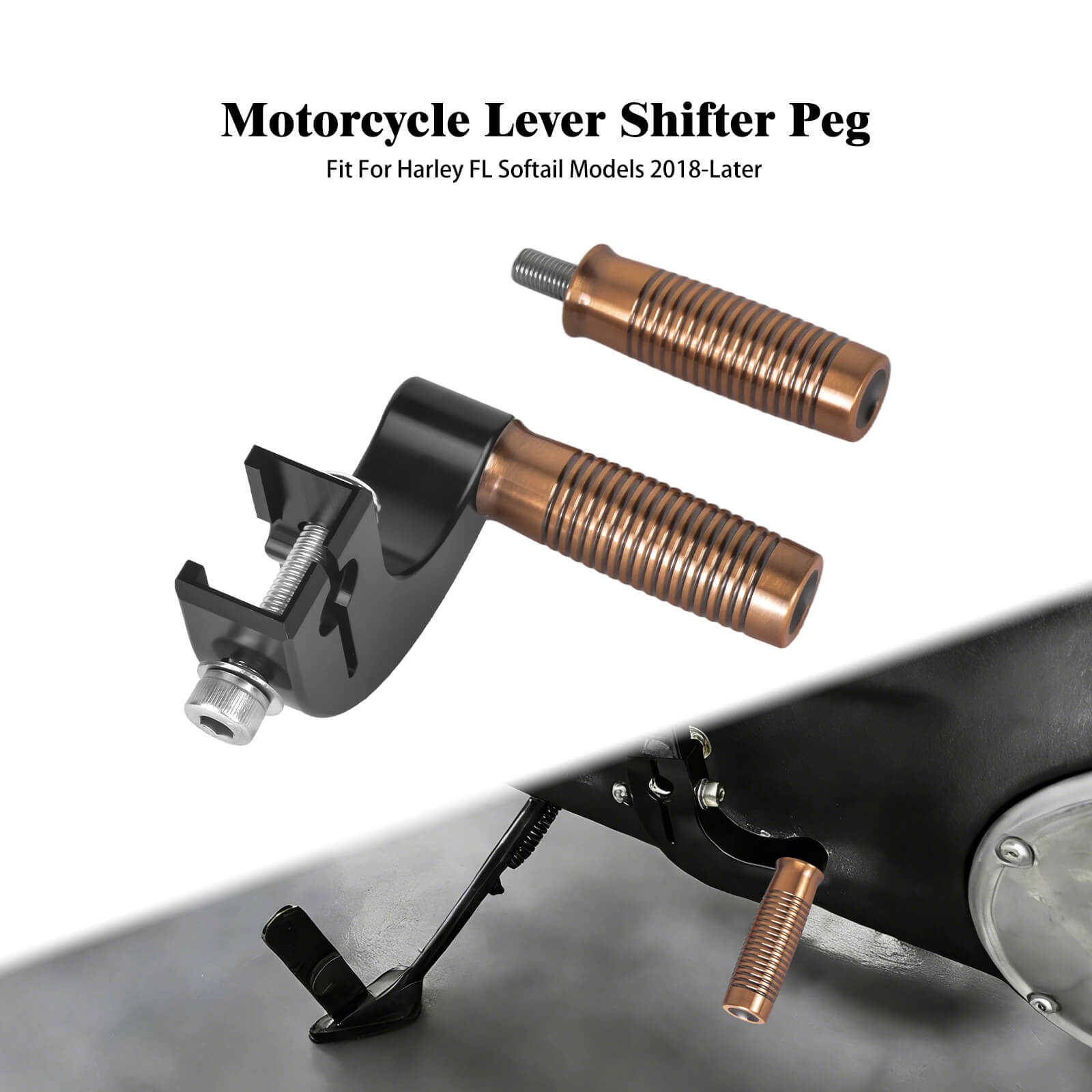 GE002003_Mactions_Heavy-Duty Custom Shift Lever Shifter Peg for Harley Softail FL 2018+ Chrome-Bronze