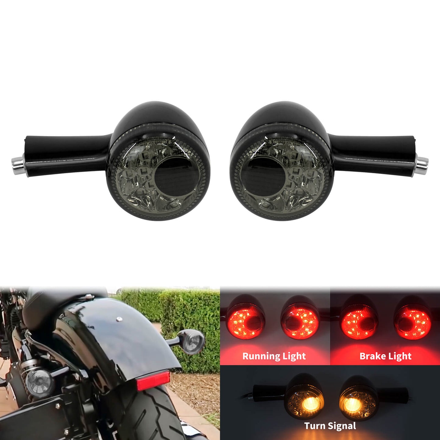 Rear Turn Signals Bullet Blinker Indicator For Harley XL883 XL1200 Sportster '92-'21 | Mactions
