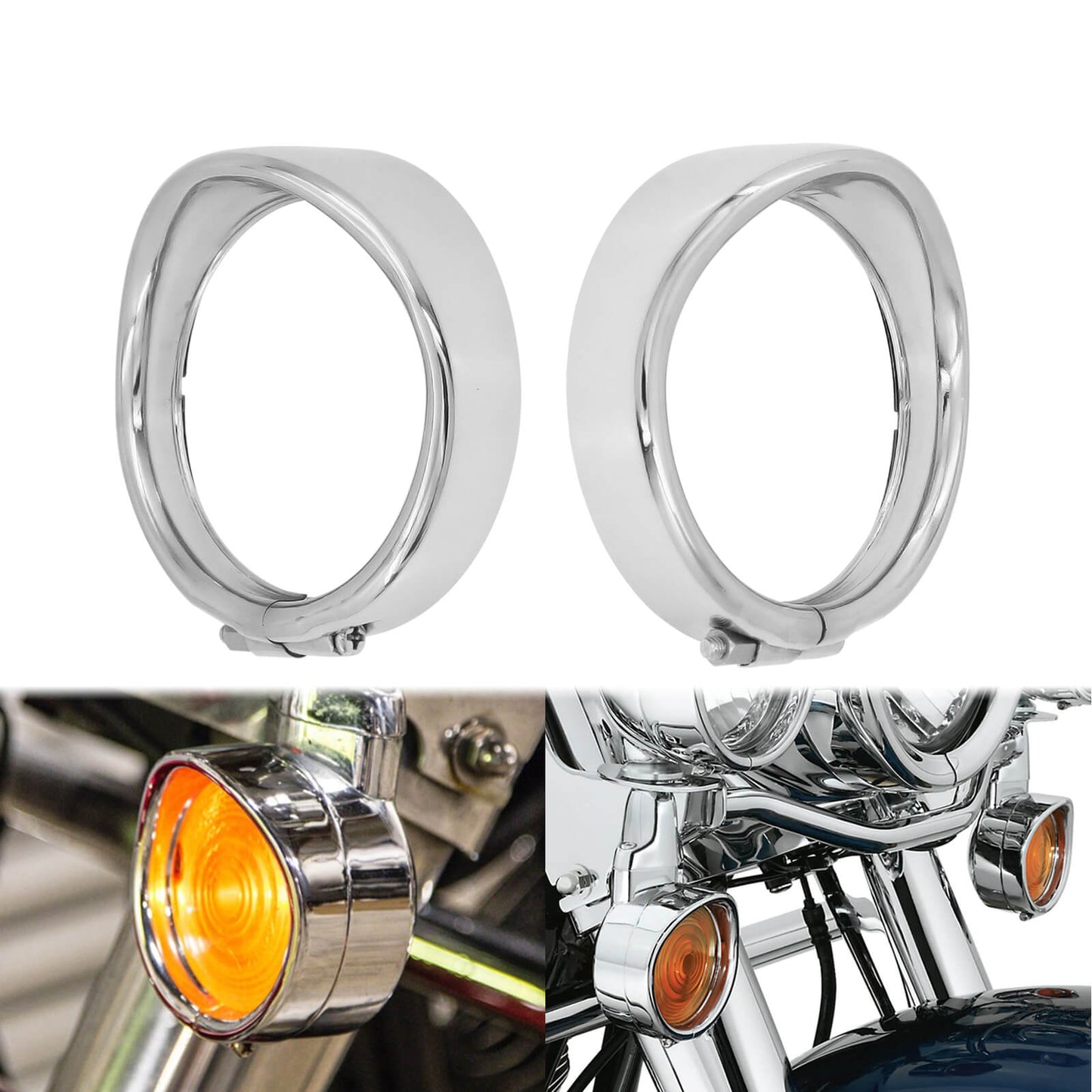 Visor Style Turn Signal Trim Ring Cover Fit for Harley Touring Softail | Mactions