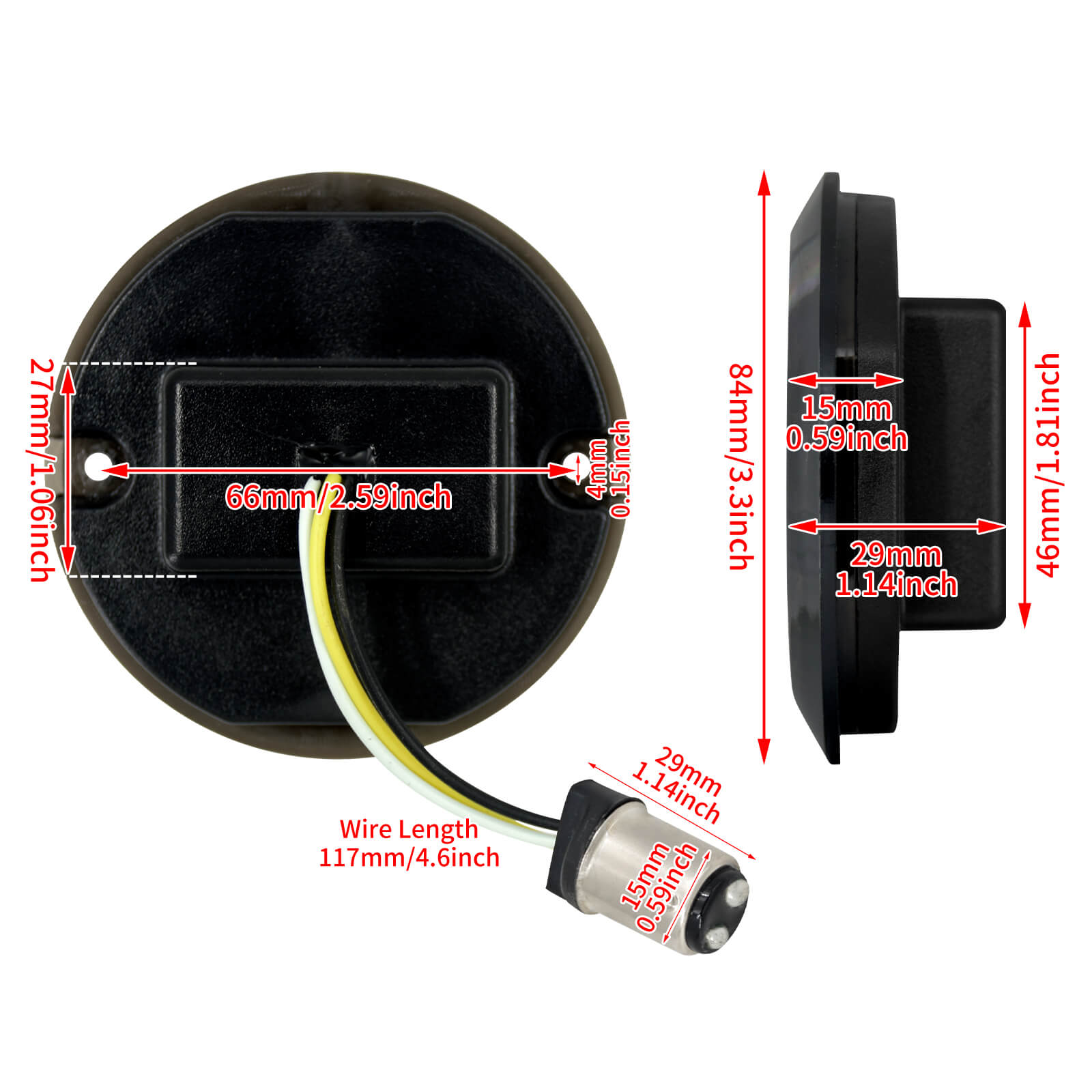 LA020202 mactions motorcycle Front Rear 1157 LED Turn Signal Lights for harley softail - size