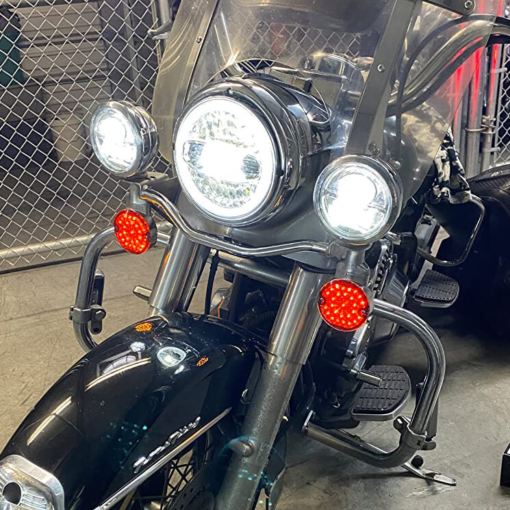 LA020203 mactions Front Rear 1157 LED Turn Signal Lights for harley softail - grey lens