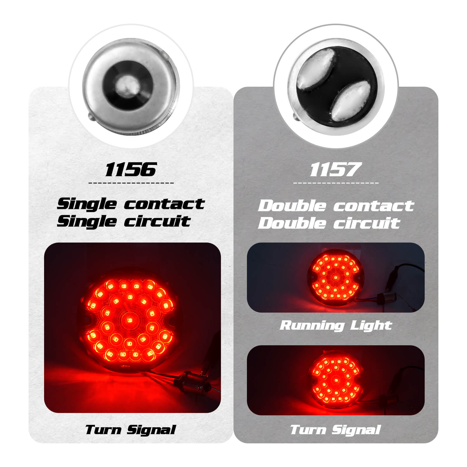 LA020203 mactions Front Rear 1157 LED Turn Signal Lights for harley touring - grey lens