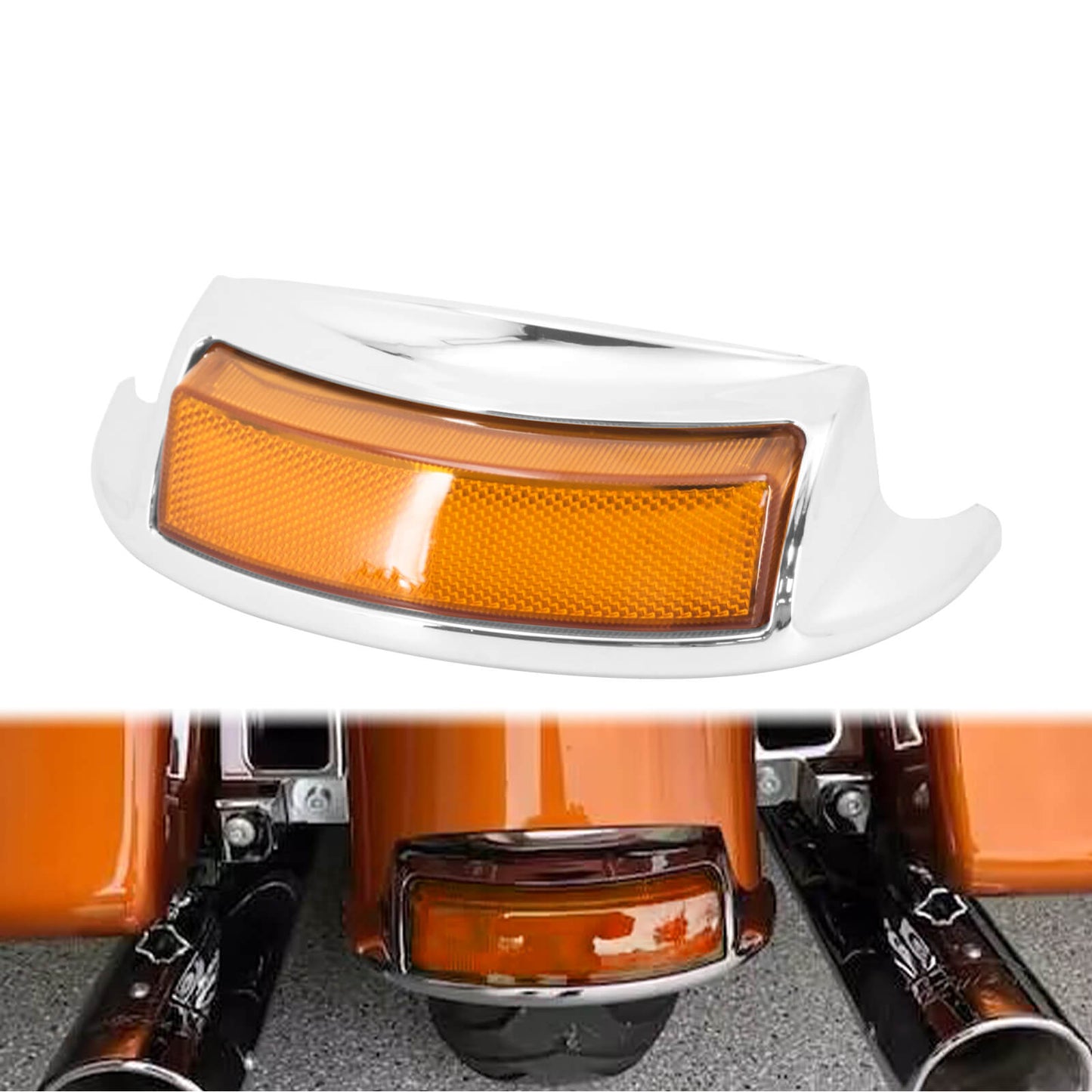 LA020403-Mactions-Harley-Touring-LED-Rear-Fender-Tip-Light-chrome-housing-orange-lens