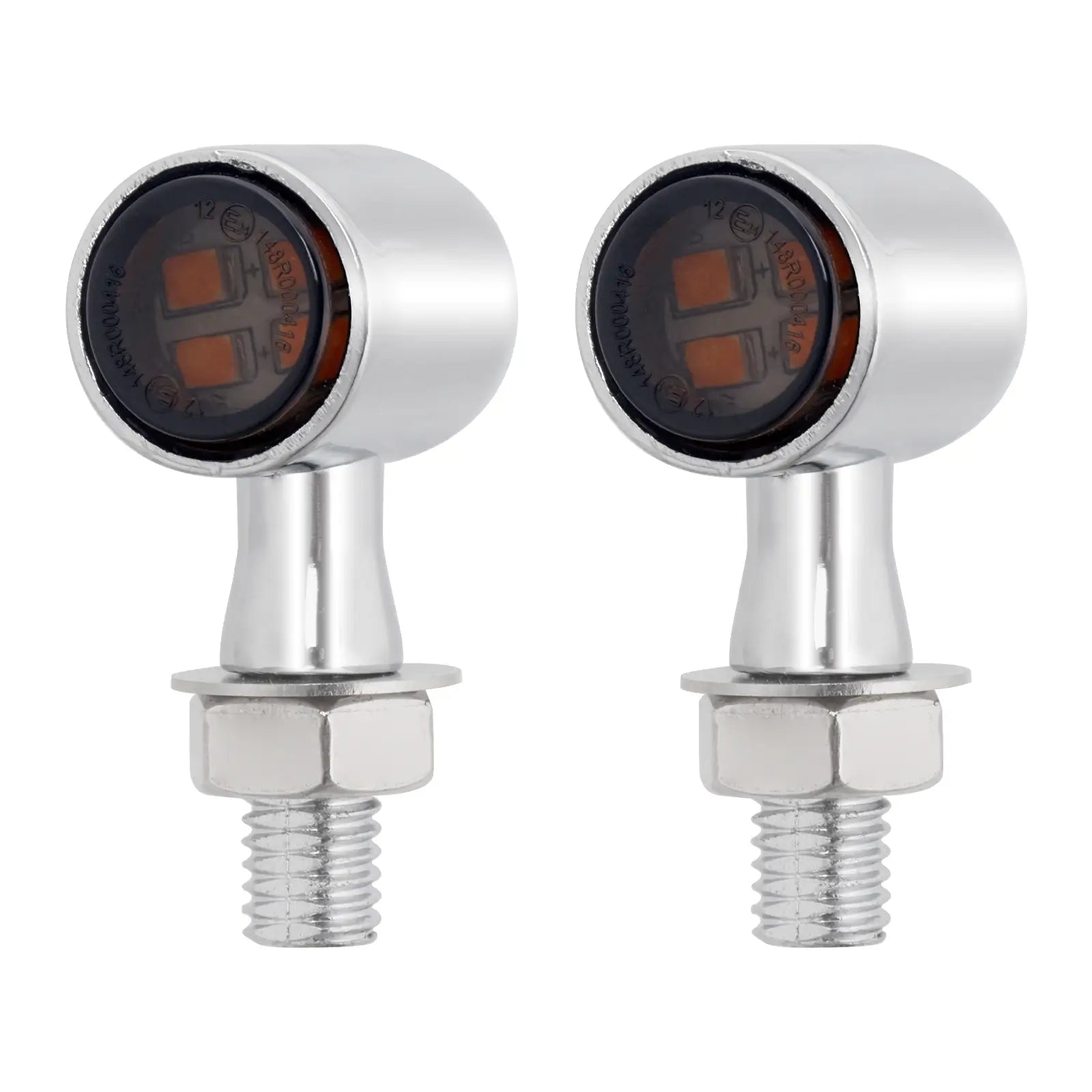 LA023702 Front Rear LED Turn Signal Lights mini indicators chrome housing with smoke lens