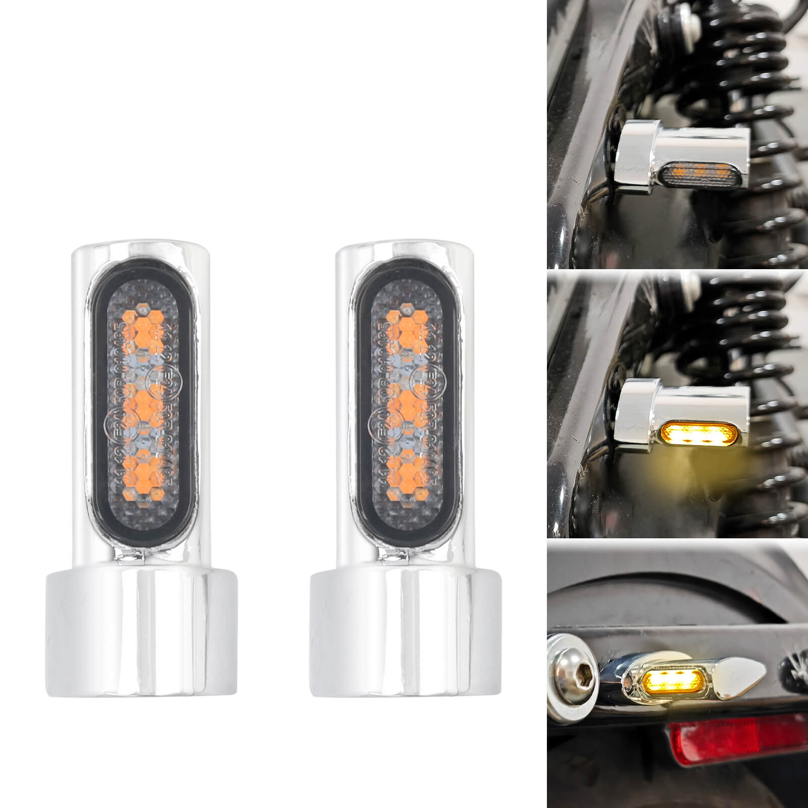 LA023803 mactions 3 LED Turn Signal Lights Rear Mini E Mark Indicators for harley sportster
