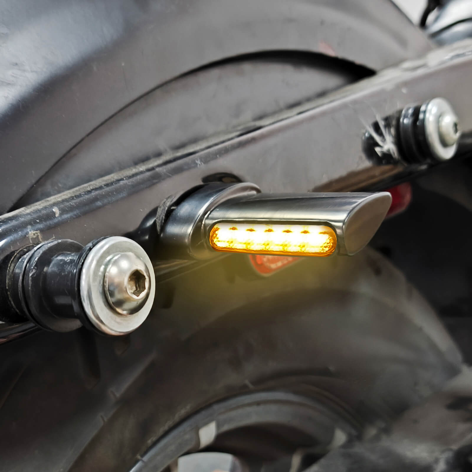 LA023807 mactions Rear LED Turn Signal E Mark Mini Indicators for harley sportster chrome housing