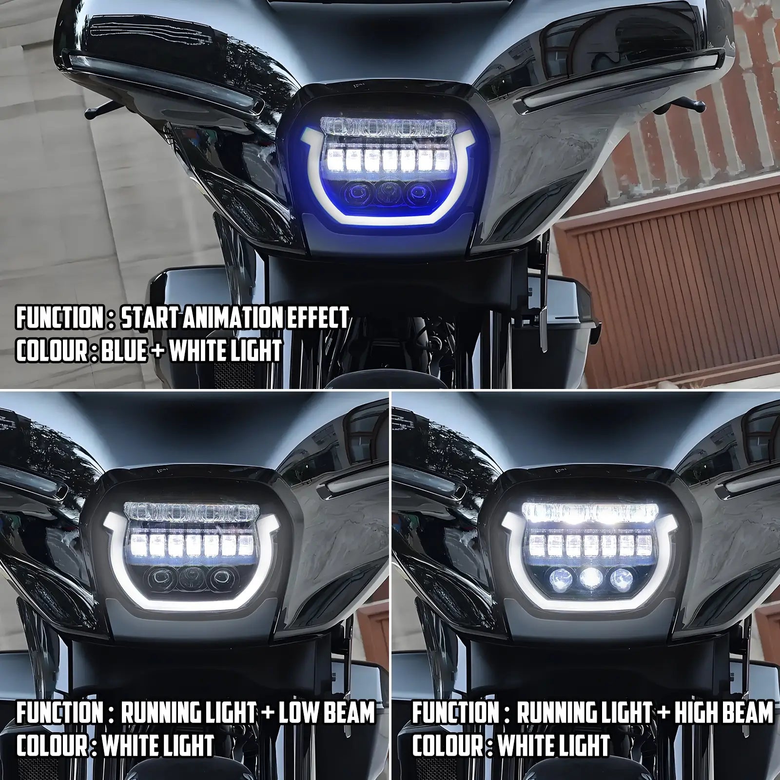 LA027001 mactions Motorcycle LED Headlight For Harley Touring street glide FLHXSE - effect