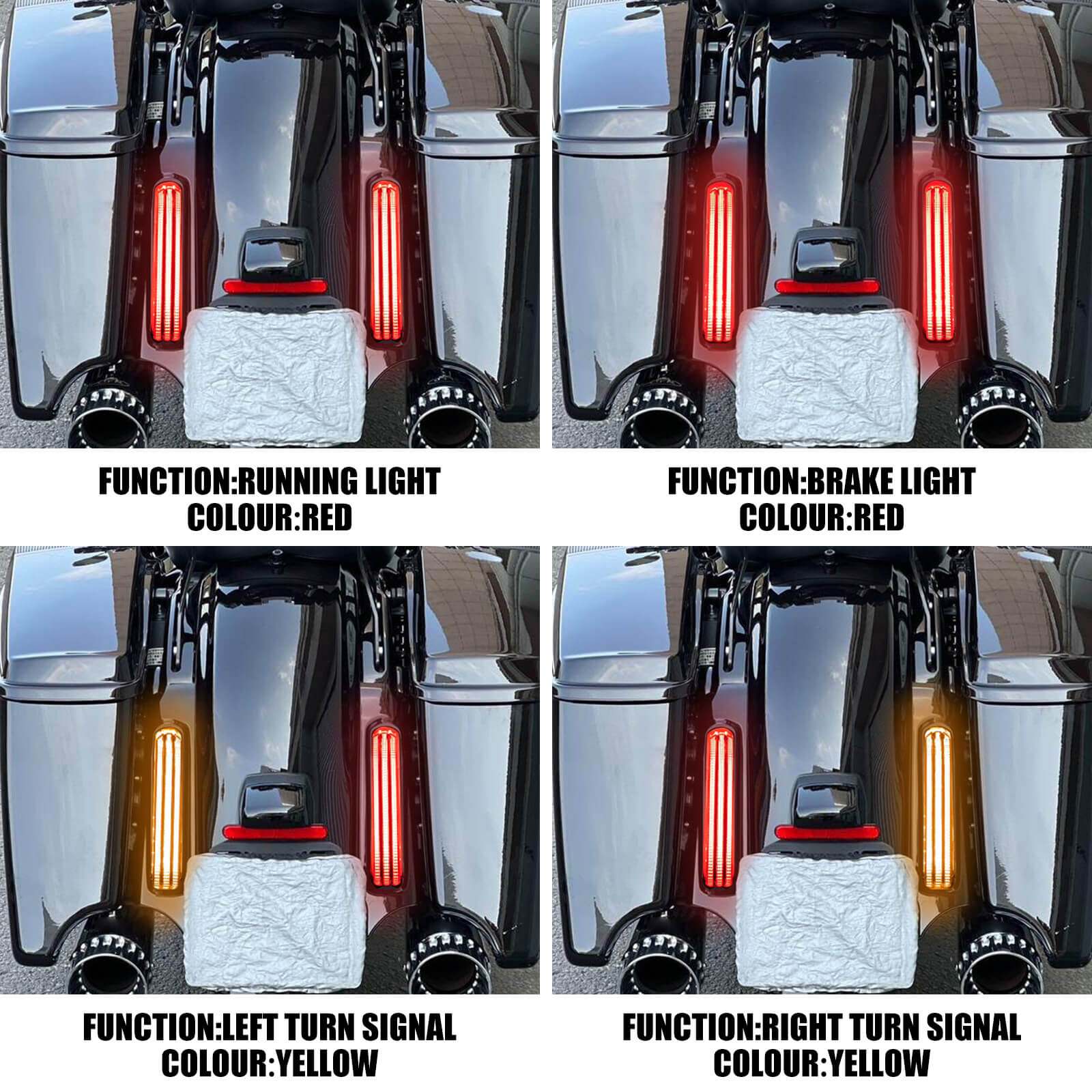 LA028402 mactions LED Rear Fender Extension Fascia Tail Light turn signal for harley - effect