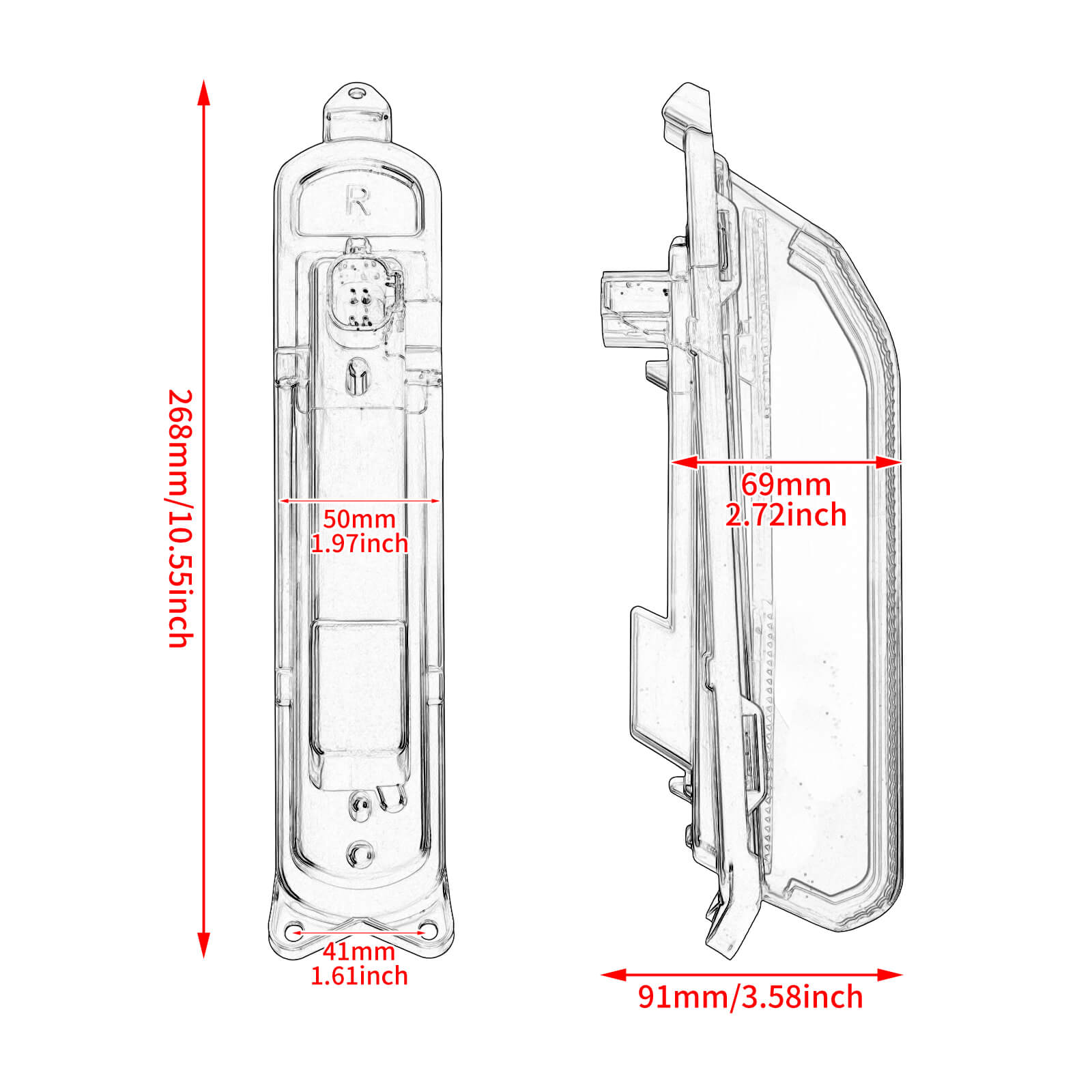 LA028403 mactions LED Rear Fender Extension Fascia Tail Light - size