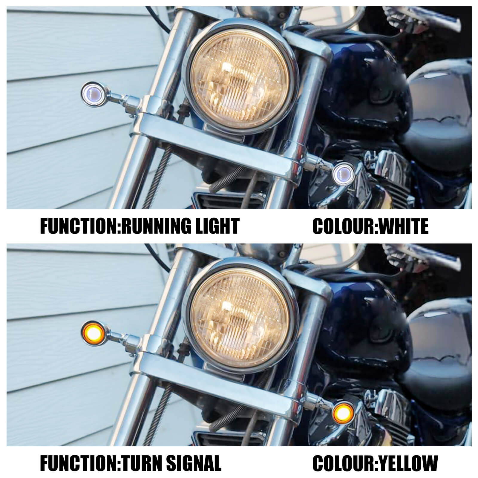 LA029002 mactions  Front LED Turn Signal Bullet Indicator Mini Lights suzuki harley - white running light