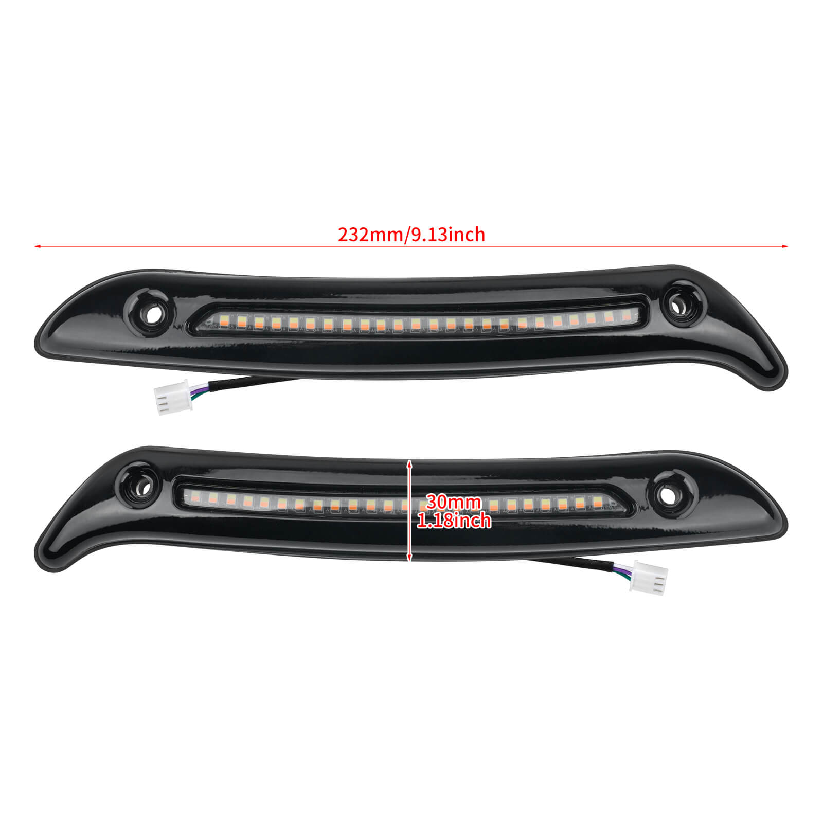 LA030201_Mactions_Dual-Function LED Windshield Trim Turn Signal Lights For Harley Low Rider ST FXLRST Size