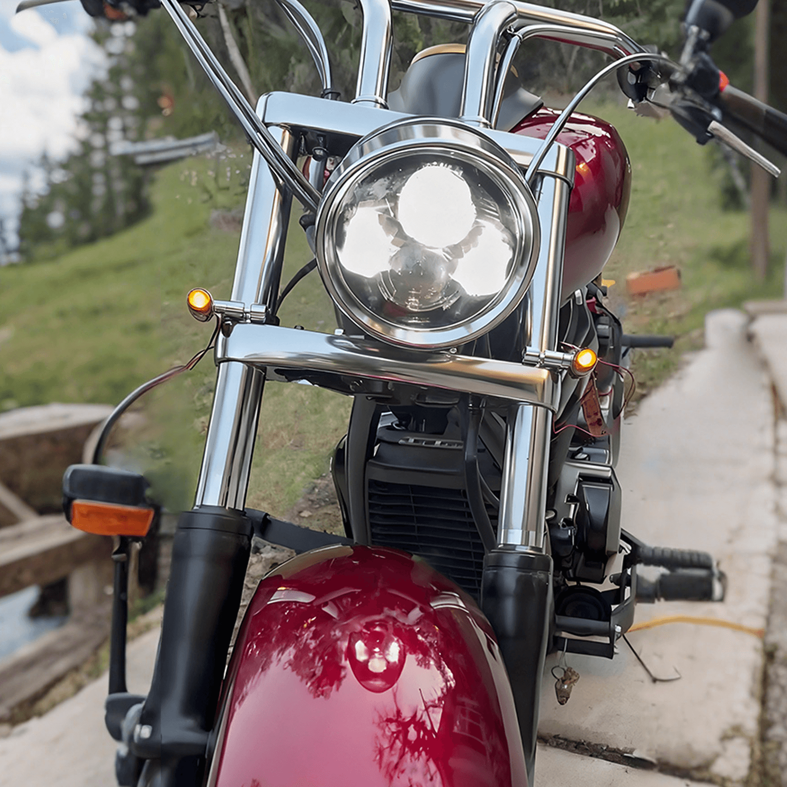 LA030601 mactions Front Fork Tube LED Turn Signal indicator - chrome effect