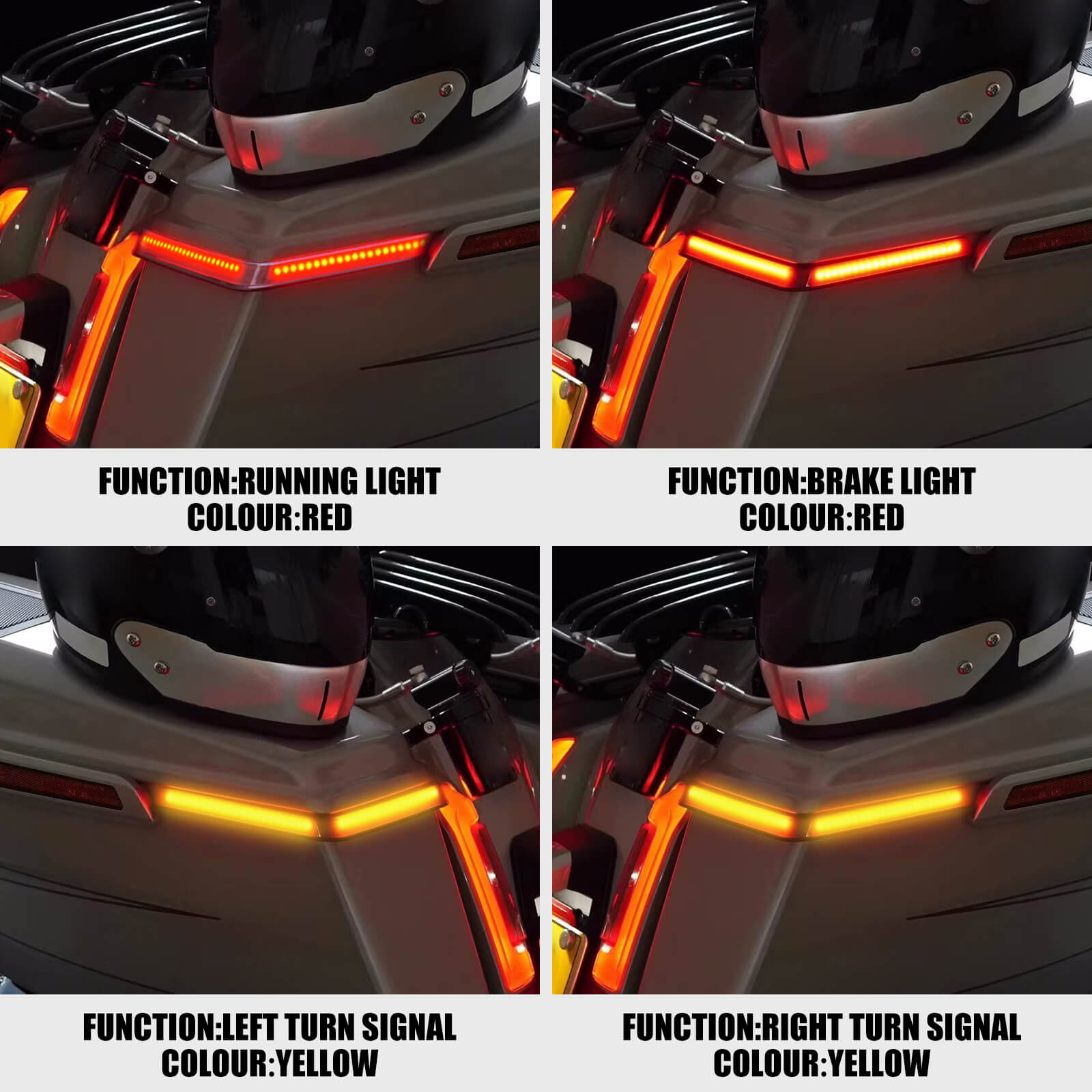 LA030801 Motorcycle LED Rear Saddlebag Brake Turn Signal Tail Lights for harley touring - effect