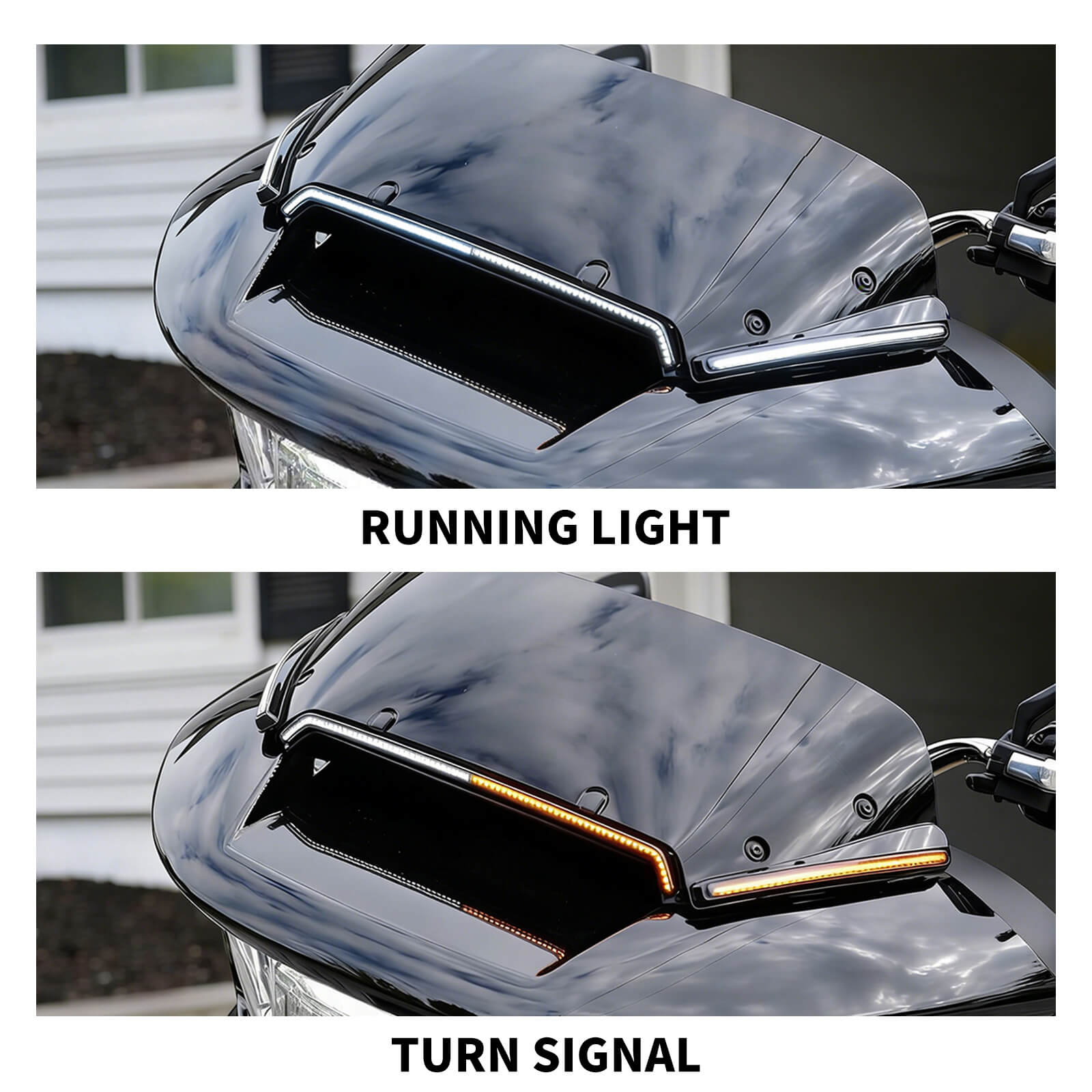 LA030901_Mactions_Dual-Color LED Windshield Trim Light for Harley Road Glide & CVO '23-'25 Effect