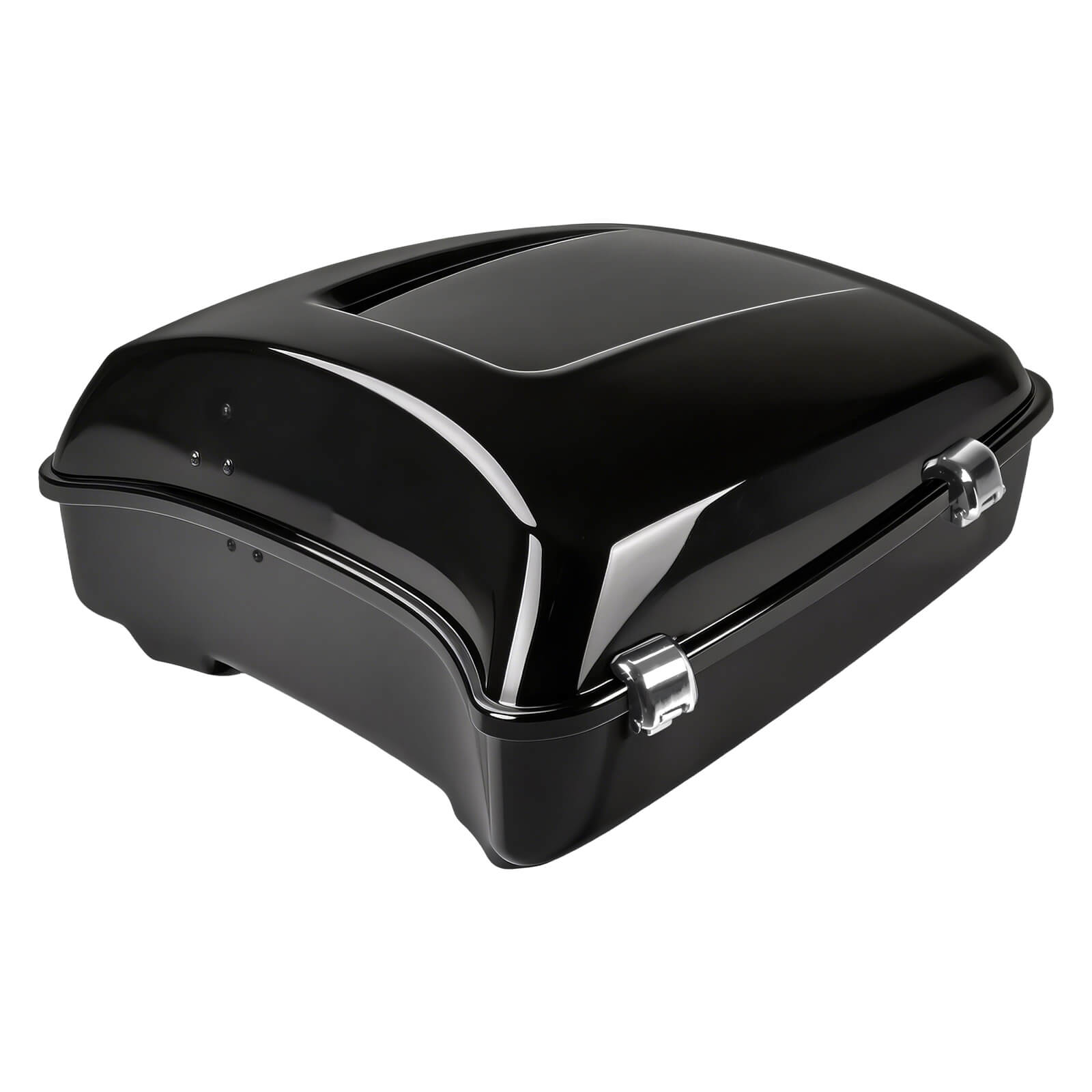 10" Gloss Black Chopped Tour Pack Luggage with Quilted Liner for Harley Touring '14-'25 - Chrome Latch | Mactions