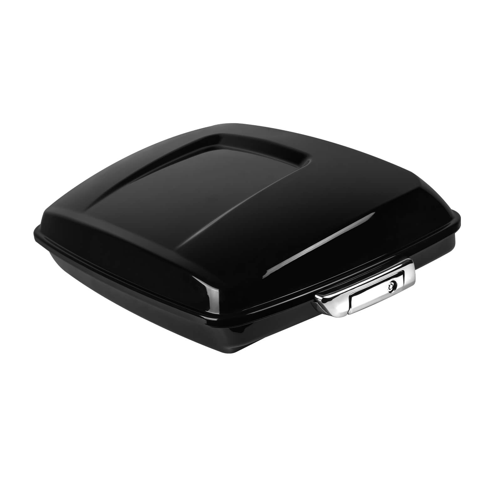 LU000104 mactions Vivid Black Chopped Tour Pack Trunk with Liners & Chrome Latch for Harley
