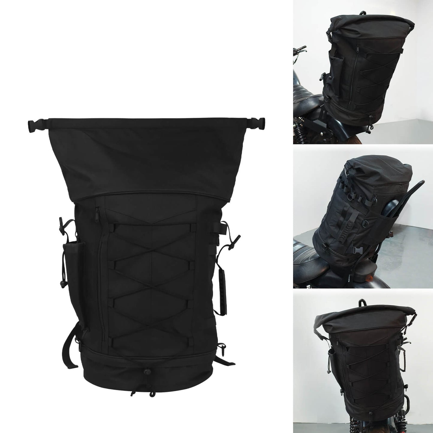 Expandable Motorcycle Travel Luggage with Sissy Bar Straps Weather Resistant Duffle Bag | Mactions