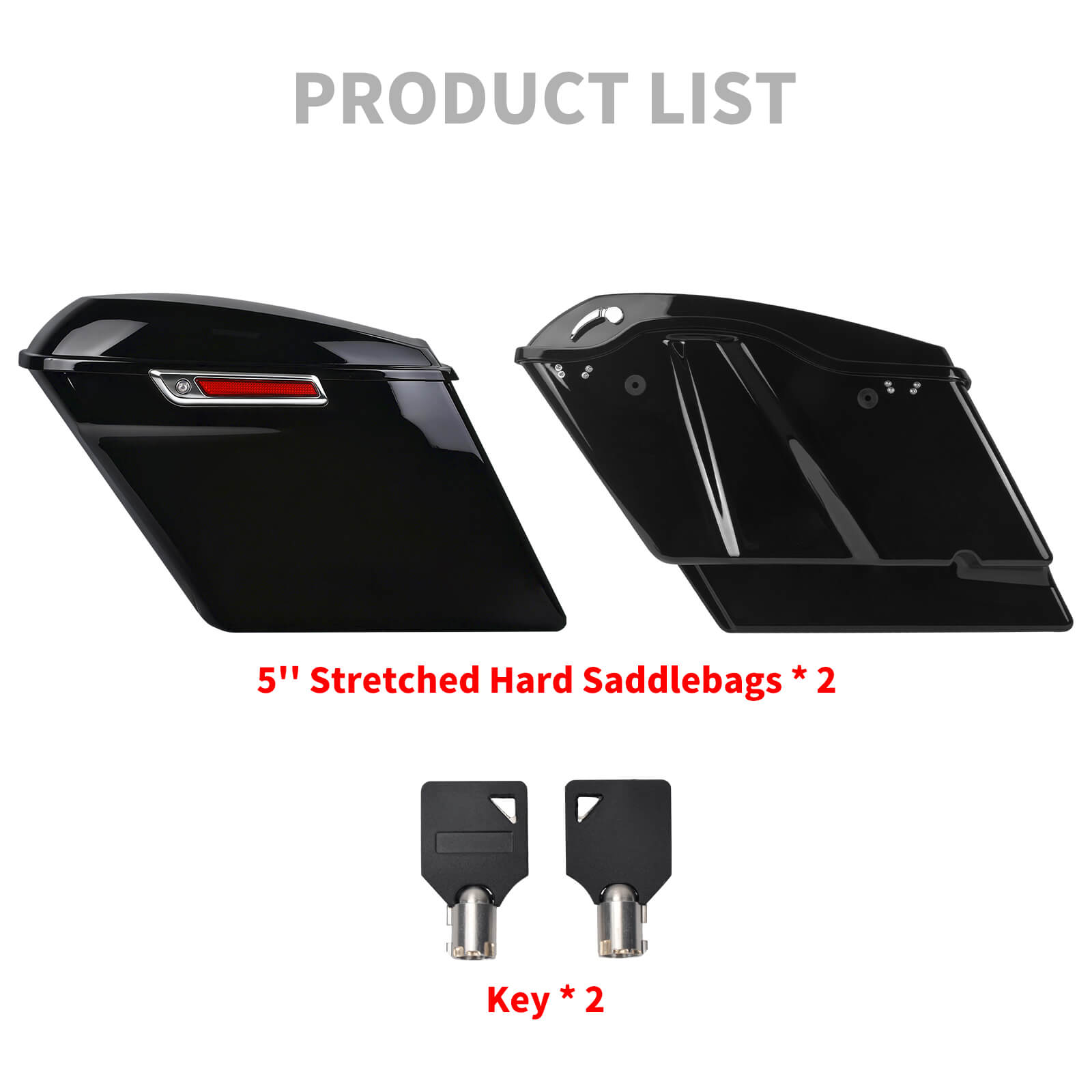 Gloss Black 5" Extended Hard Saddlebags for '14-'24 Harley Touring | Mactions