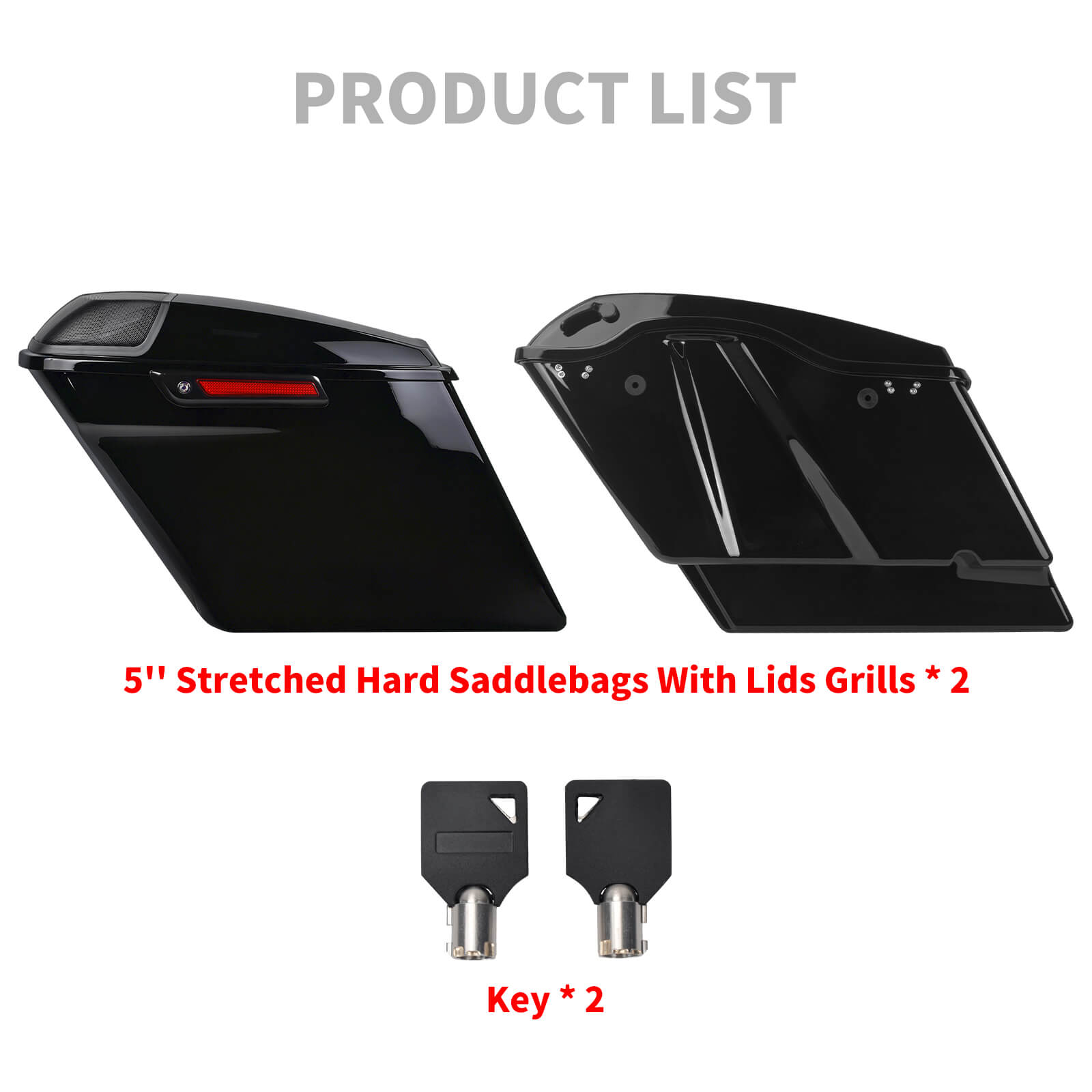 LU000803 mactions 5" Stretched Saddlebags with Speaker Lids for Harley touring - product list