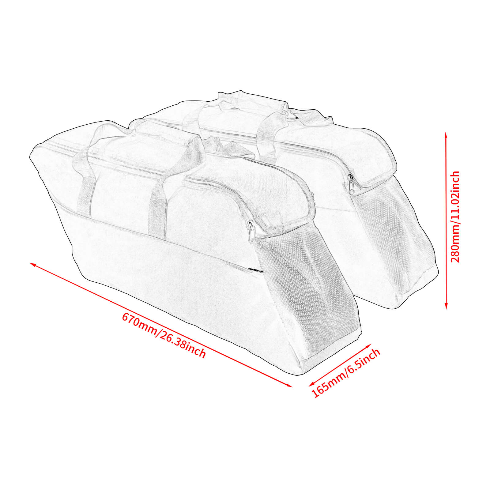 LU001701 mactions Form-Fitted Saddlebag Organizer Liners black for harley touring - size