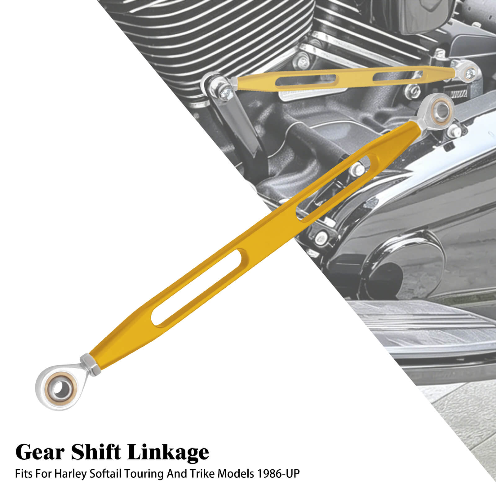 PE002702_Mactions_Custom Anodized Aluminum Shift Linkage for Harley Softail Touring Trike '86-'25 Gold