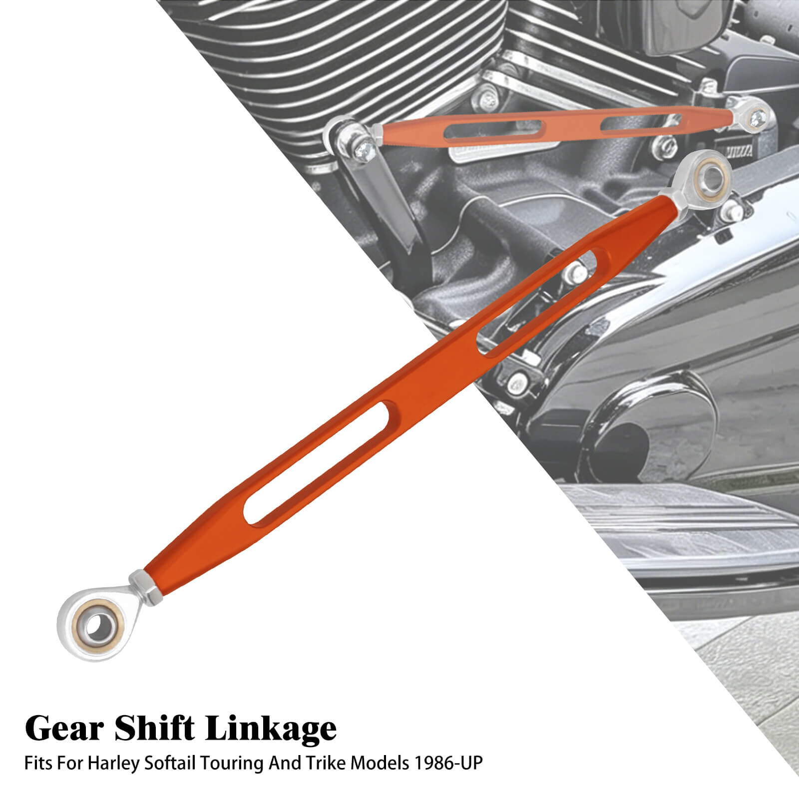 PE002704_Mactions_Custom Anodized Aluminum Shift Linkage for Harley Softail Touring Trike '86-'25 Orange