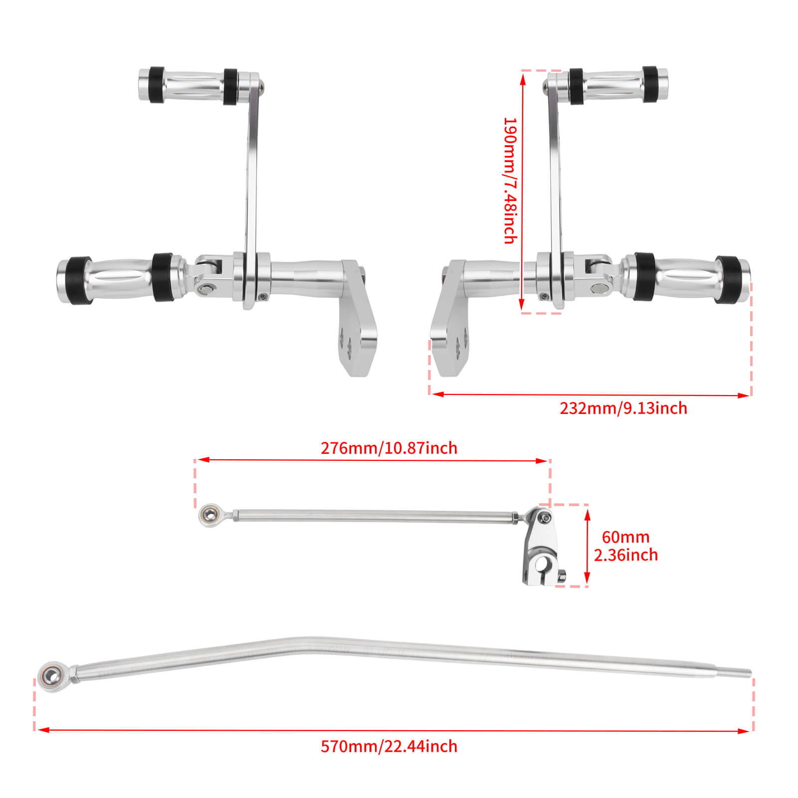 PE012602 mactions Forward Control Levers Linkages Kits for Harley dyna wide glide - size
