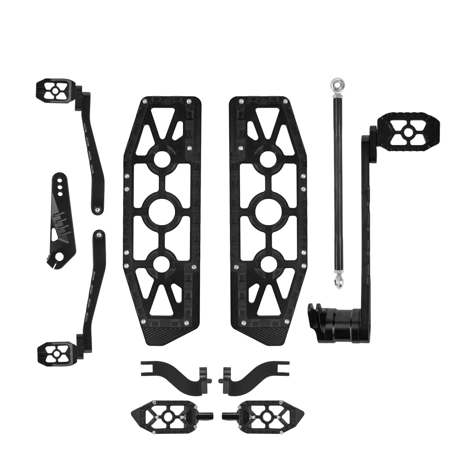 PE018404 mactions Full CNC Aluminum MX-Style Floorboards & Control Kit for Harley Touring road glide  - black floorboards set