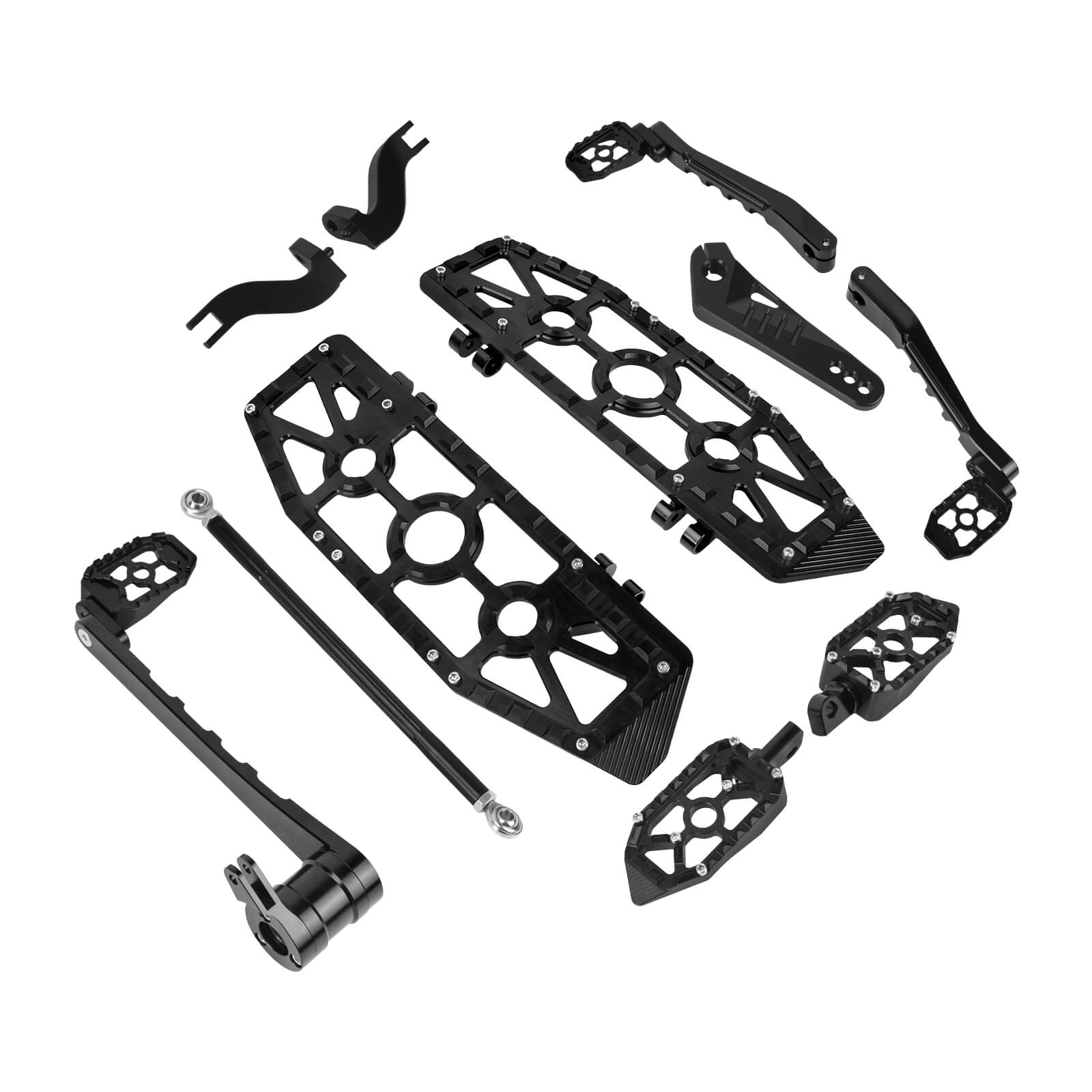 PE018404 mactions Full CNC Aluminum MX-Style Floorboards & Control Kit for Harley Touring road glide  - black rider floorboards set