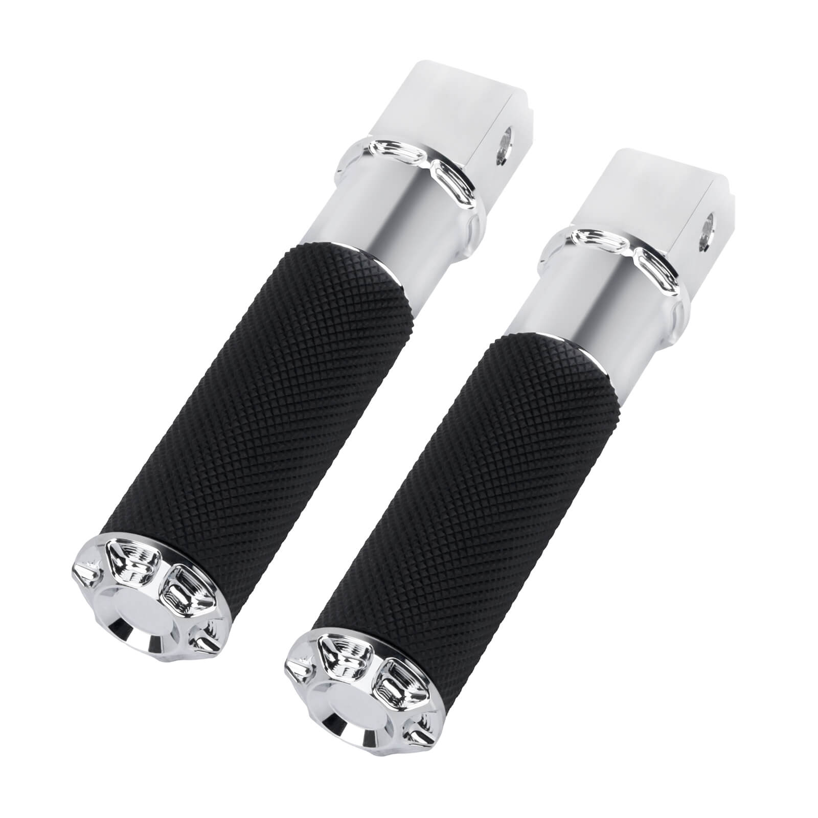 PE018802 Mactions_Chrome Custom Rear Passenger Pegs with Rubber Grip for Harley Softail & LiveWire 