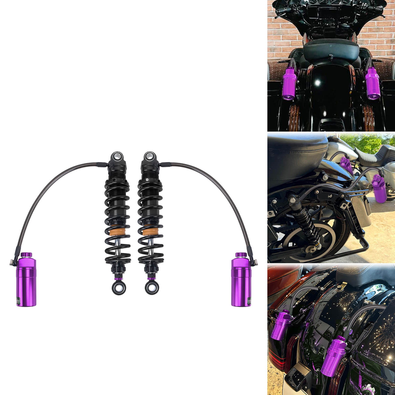 SU000104 mactions Motorcycle Remote Reservoir Rear Shocks Absorbers suspension for harley