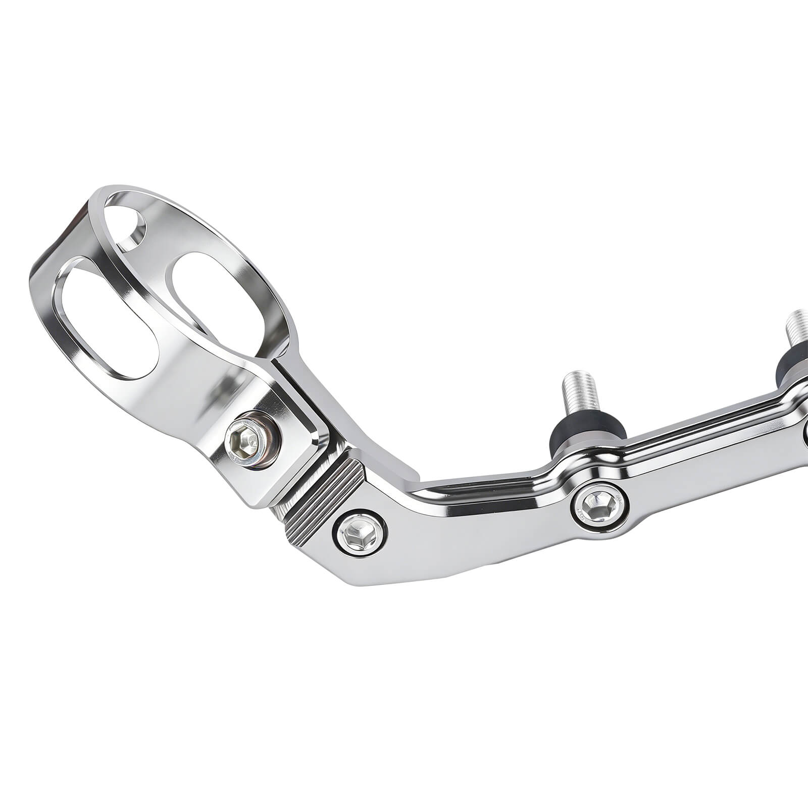 SU000602 mactions CNC Billet Aluminum Remote Reservoir Mounting Bracket - chrome