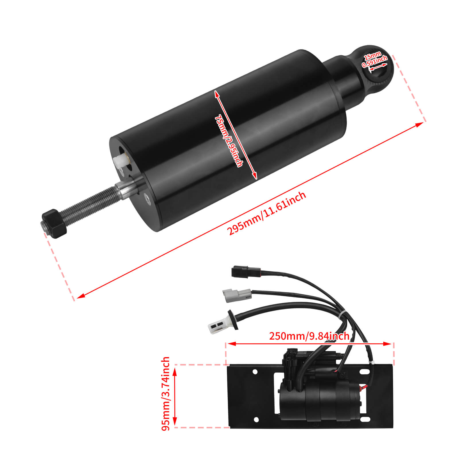 SU000903 mactions Complete Heavy Duty Air Ride Suspension Kit For Harley Softail 2017 - size