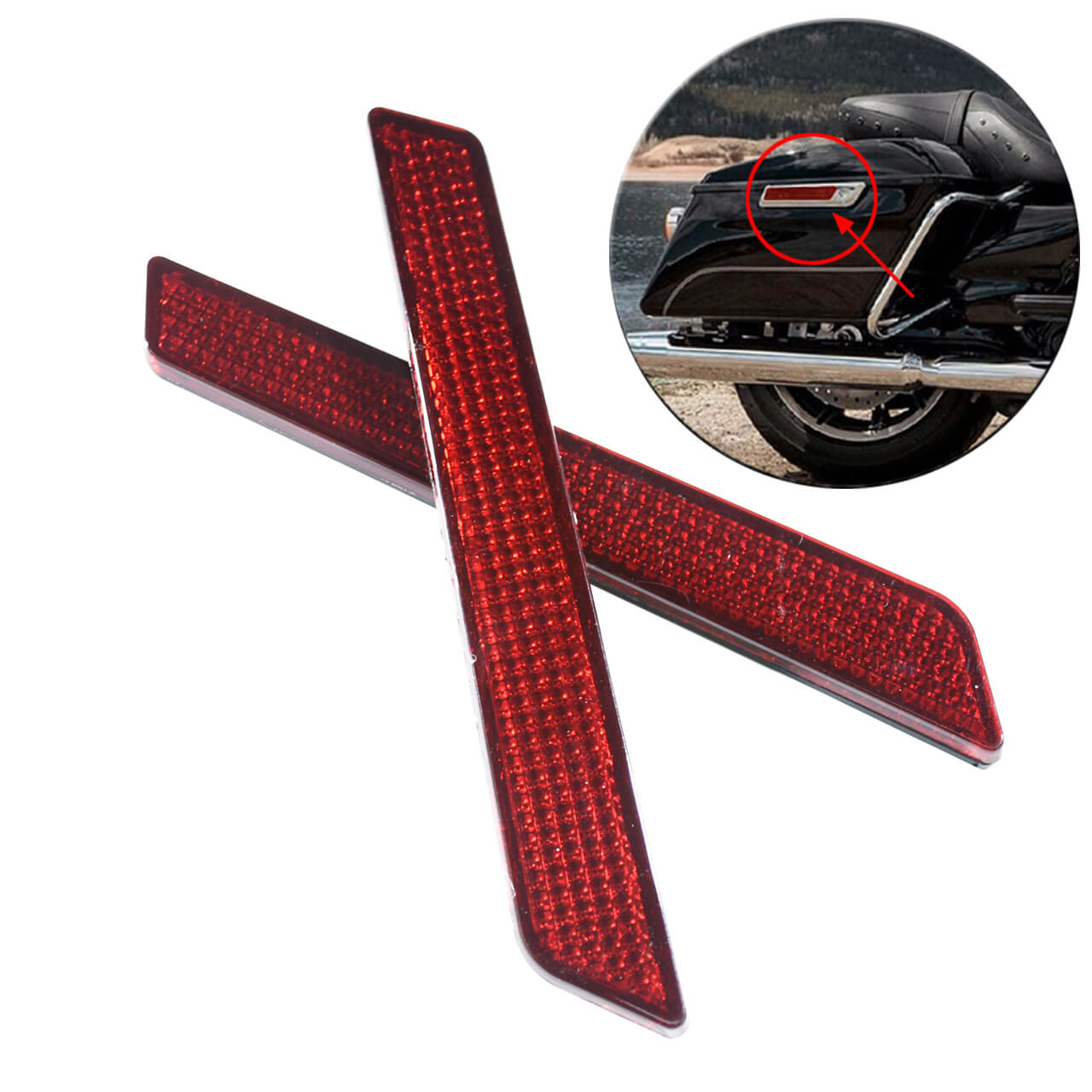 TH015802 mactions Hard Saddle Bags Latch Reflectors Replacement for Harley touring