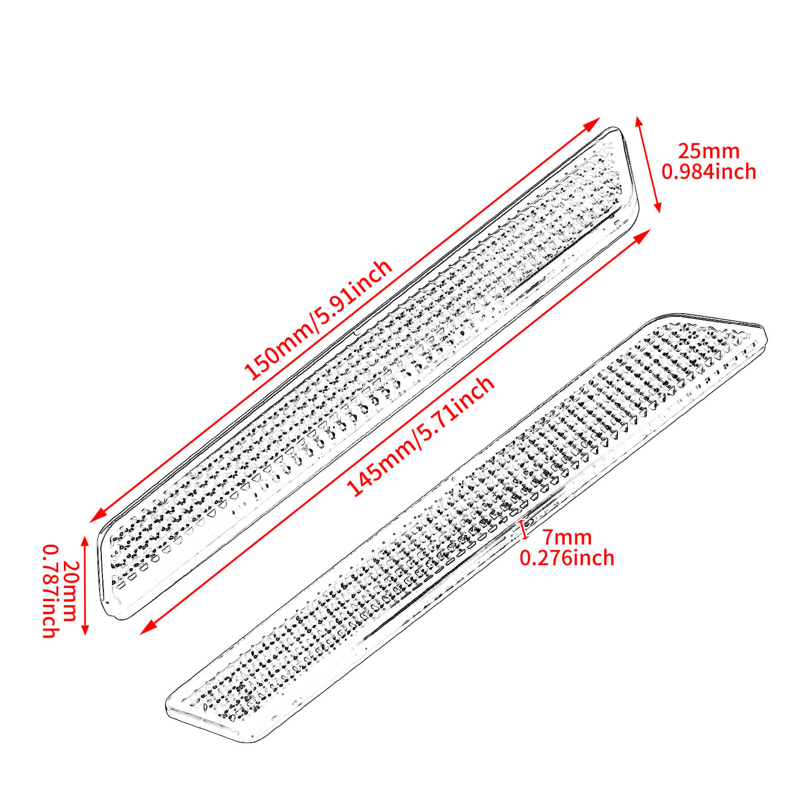 TH015802 mactions Hard Saddle Bags Latch Reflectors Replacement for Harley touring - size