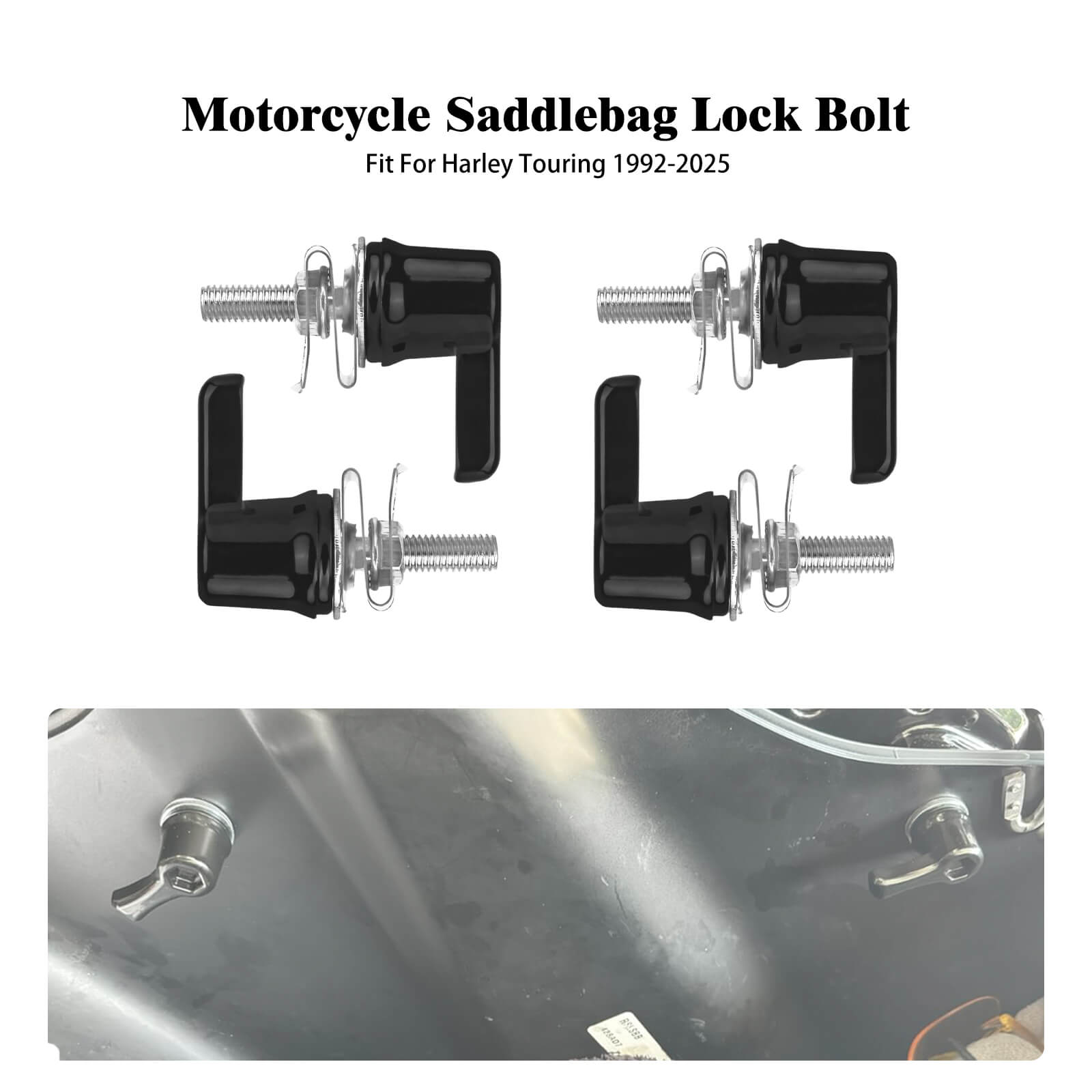 TH029002 Mactions_Anti-Theft Saddlebag Mounting Bolts Fasteners Black Aluminum for Harley Touring
