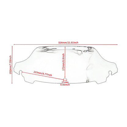 Smoke 6.8" Wave Windshield Windscreen For Harley Street Glide Electra Glide 2014-2024 | Mactions