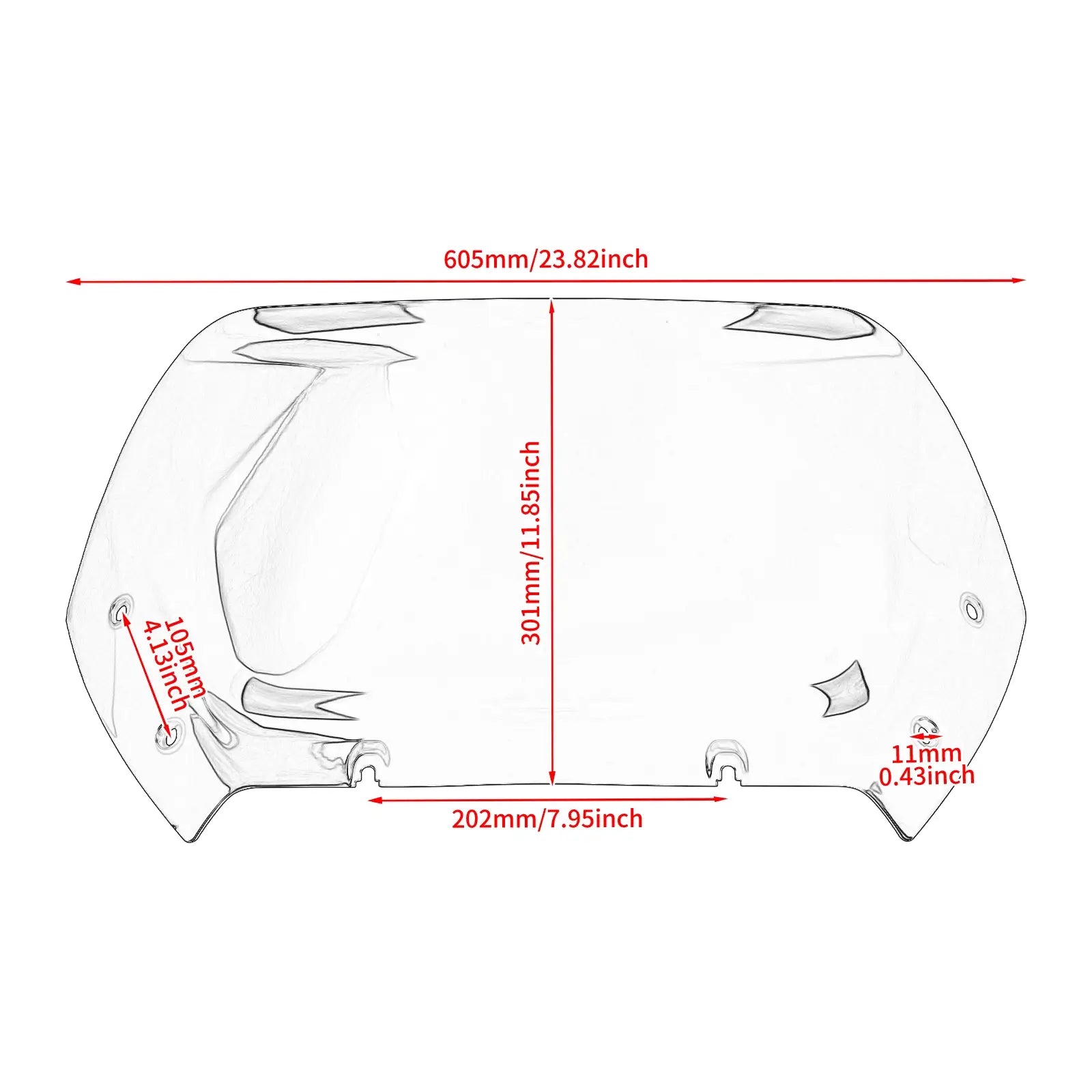 WI003901 mactions Motorcycle 10" Windshield For Harley Touring cvo road glide - size
