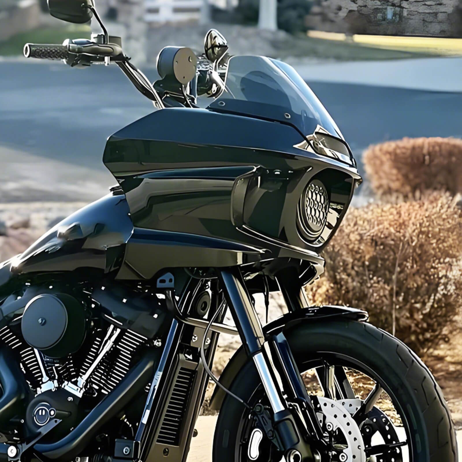 WI004101 mactions Front Headlight Fairing with 8” Windshield for harley low rider