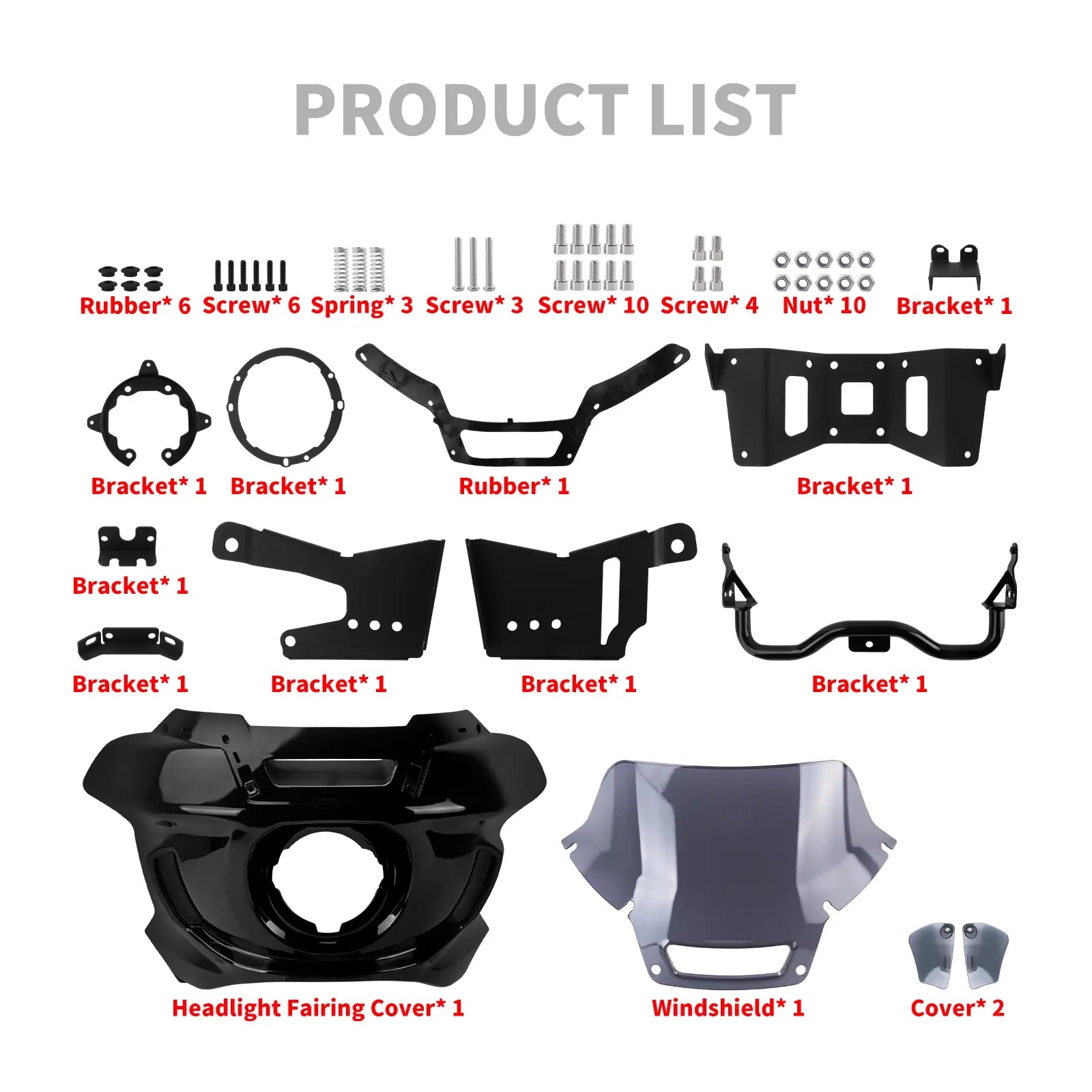 WI004102 mactions Front Headlight Fairing with 8” Windshield for Harley - product list