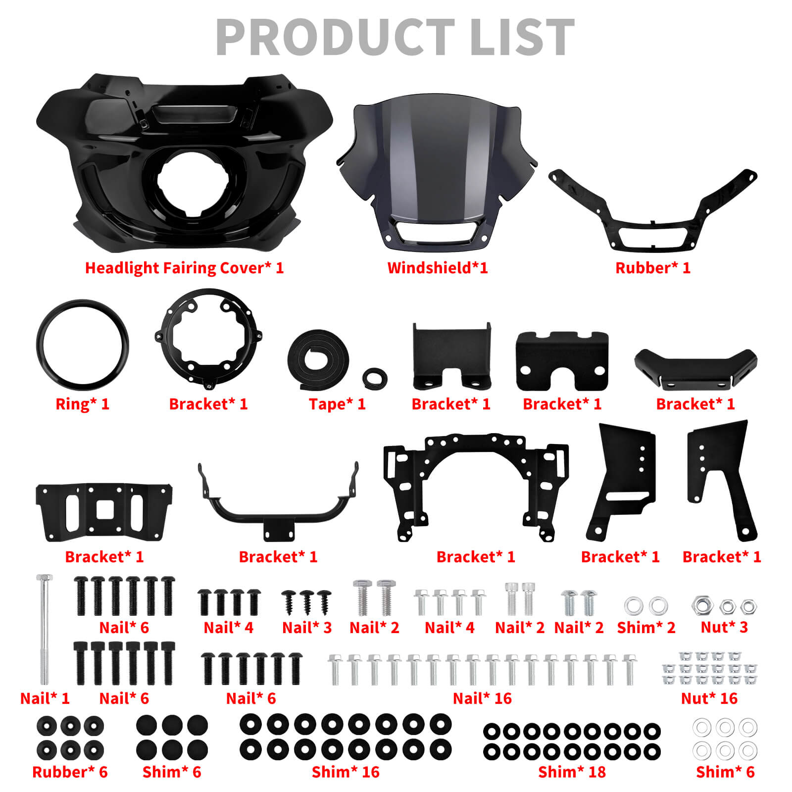 WI004104 HCmotorku Headlight Fairing Kit with Windshield Fit For Harley Softail 2018-up Product List
