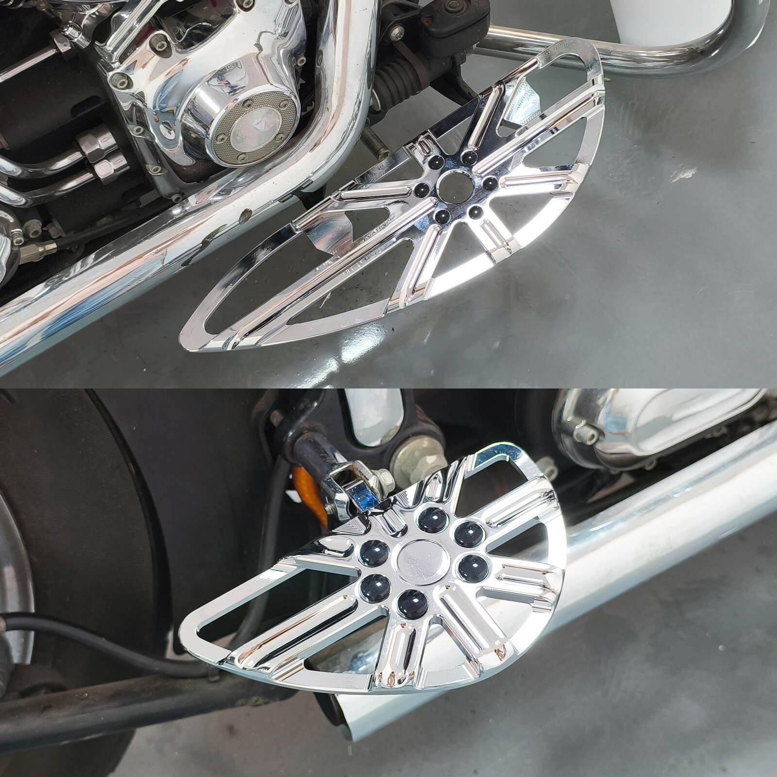 ZH000862 mactions rider passenger floorboards set for harley touring chrome