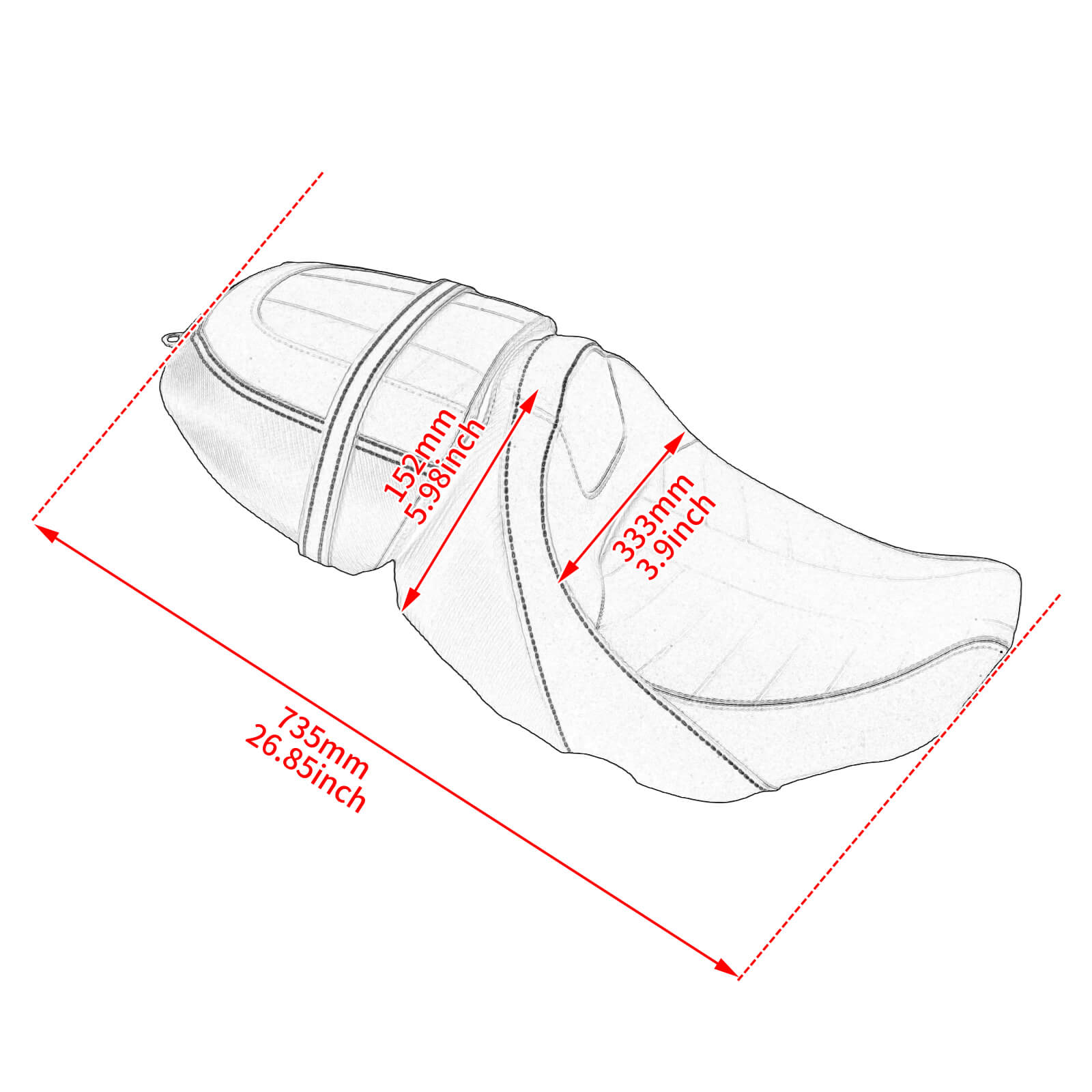 ZHCB0008-JG MACTIONS Premium Custom 2-Up Rider & Passenger Seat for harley with Red Stitching  - size