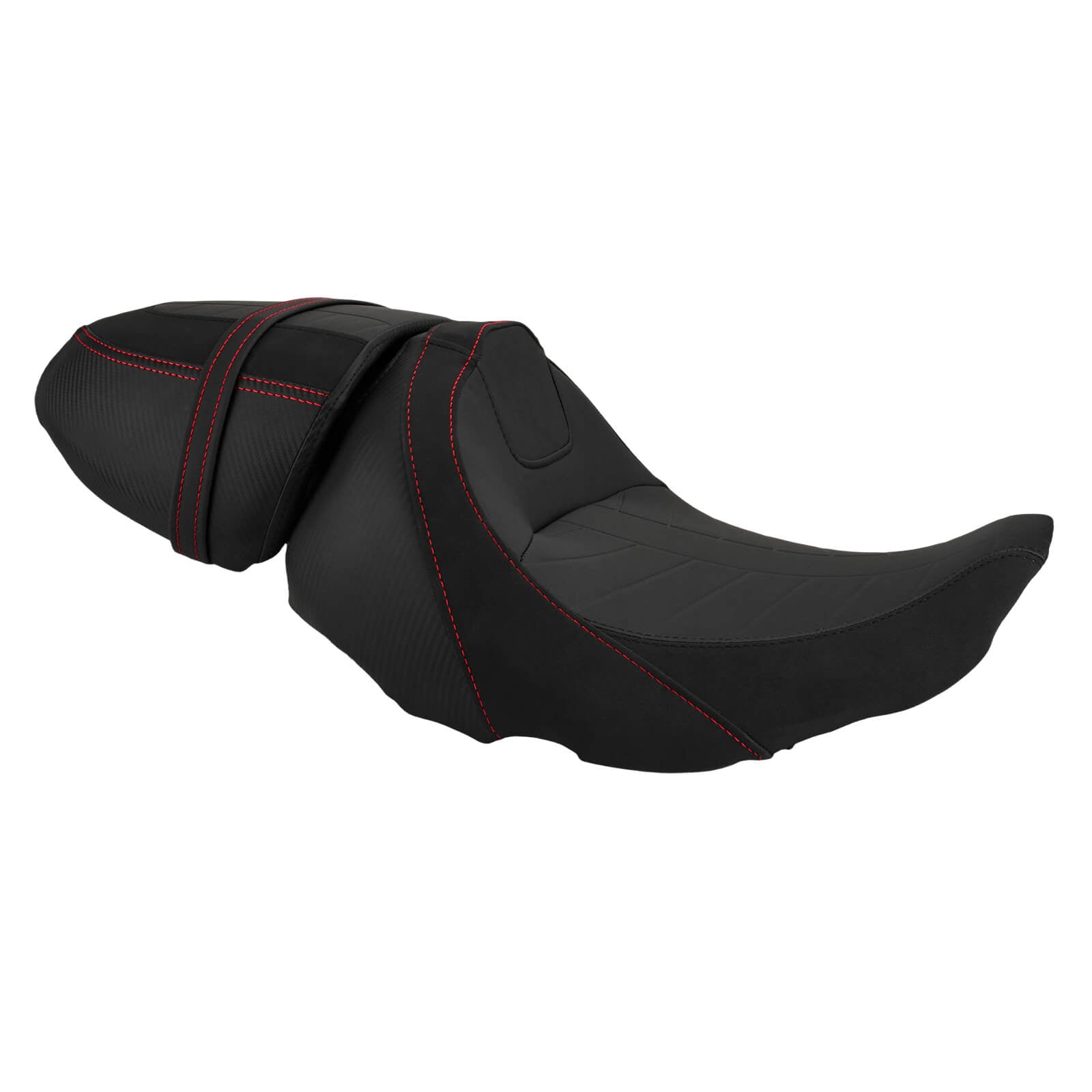 ZHCB0008-JG MACTIONS Premium Custom 2-Up Rider & Passenger Seat with Red Stitching