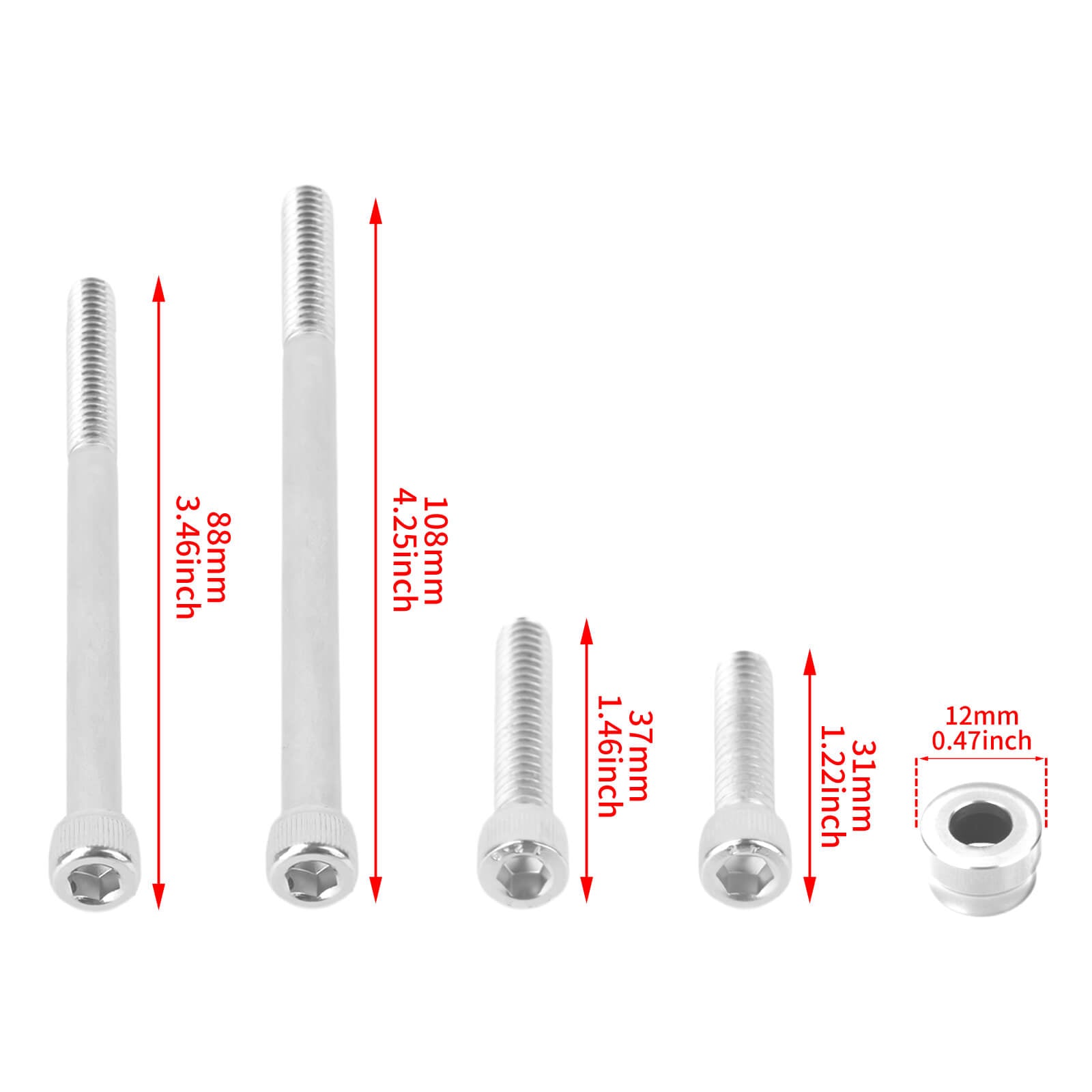 ZHFR0017-Mactions Engine Bolt Replacement Kit For Harley Touring Softail Size