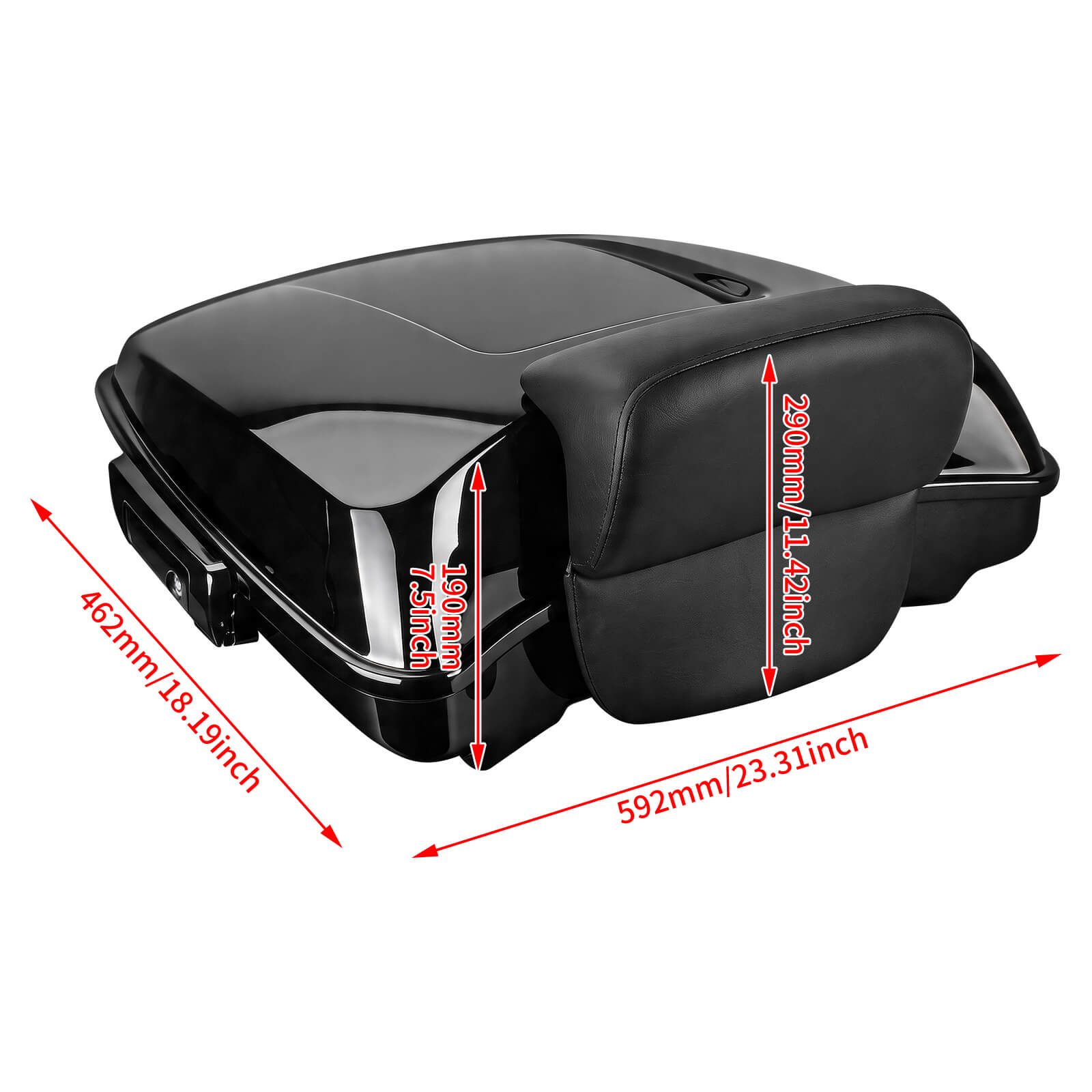 Razor Tour Trunk with Backrest for Harley Touring Road Street Glide 2014-2025 | Mactions