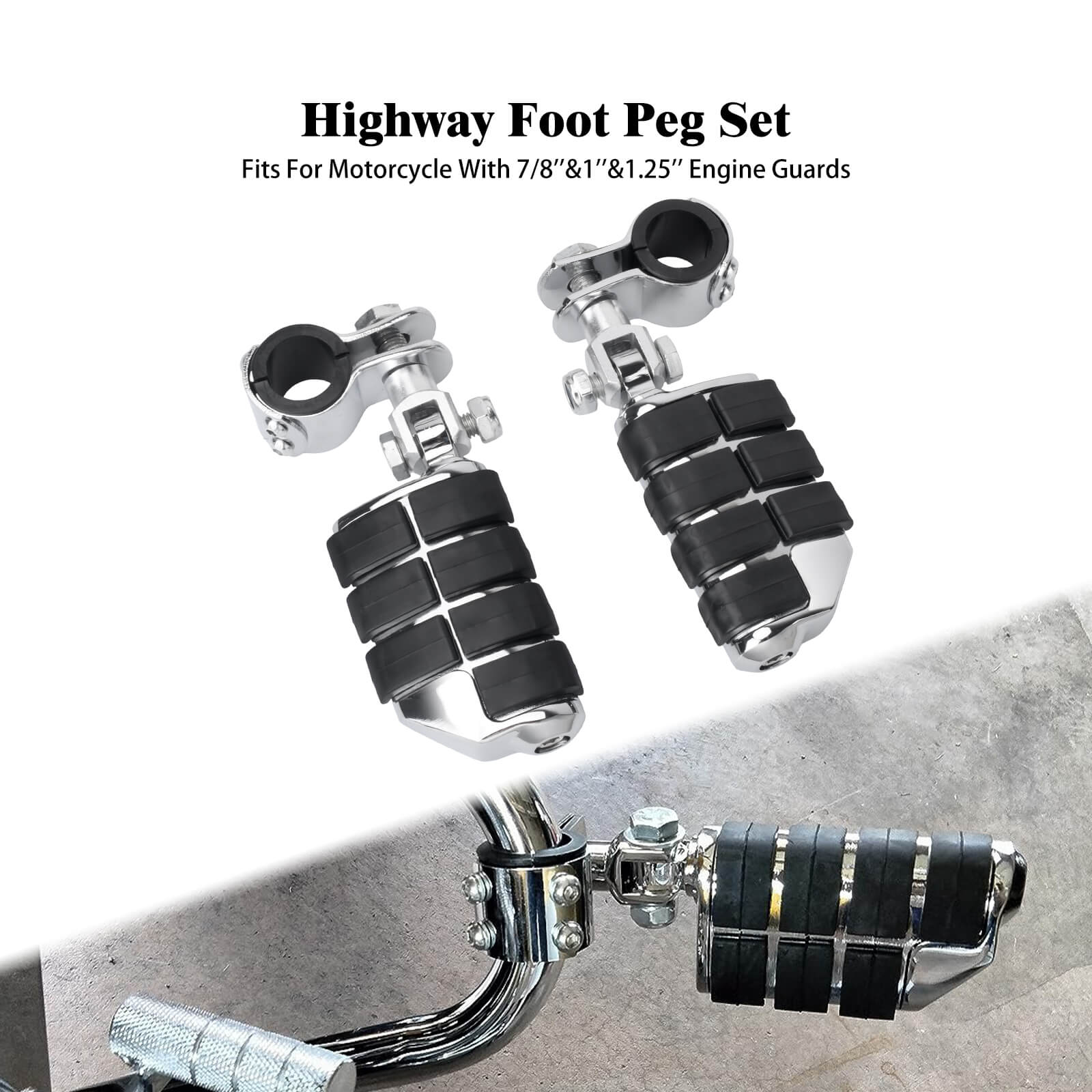 ZHPE0036 Mactions_Motorcycle Heavy Duty 32mm Engine Guard Highway Pegs for Harley Kawasaki