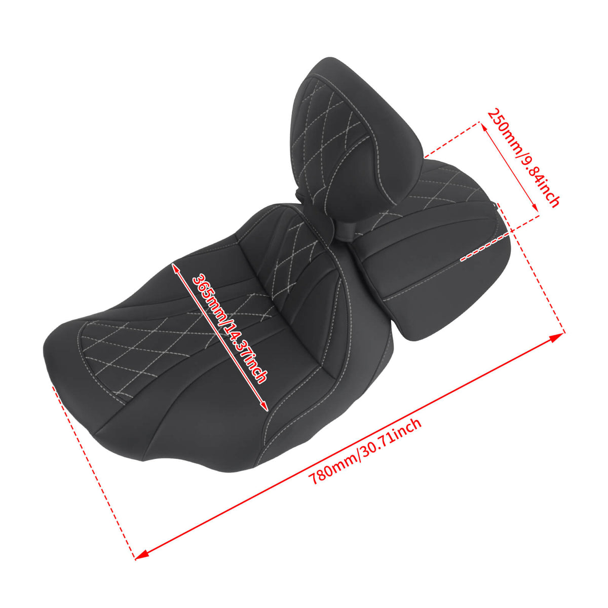 Two-Up Seat with Adjustable Backrest for Harley Touring ‘23.5-’25 | Mactions