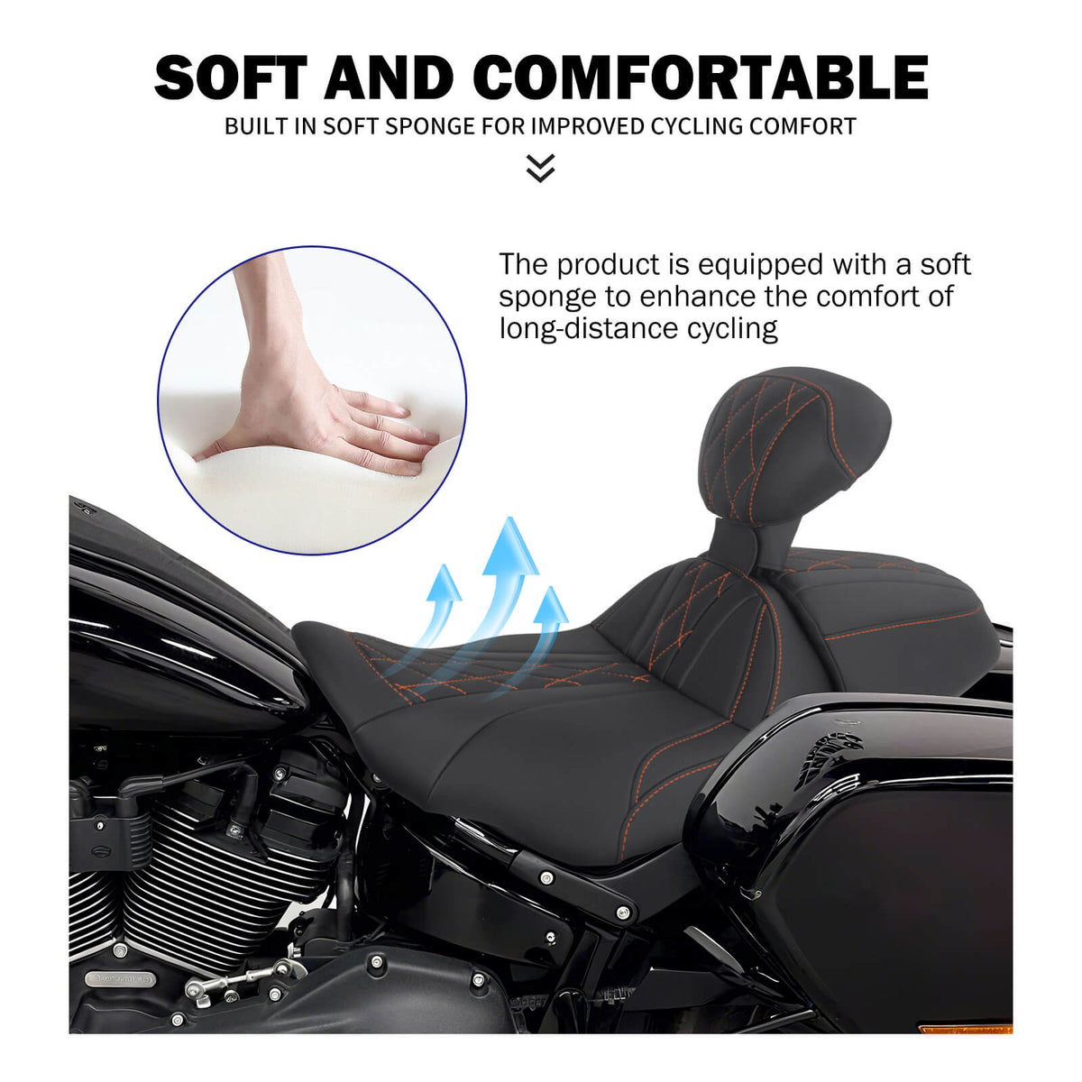 Two-Up Seat with Adjustable Backrest for Harley Touring ‘23.5-’25 | Mactions